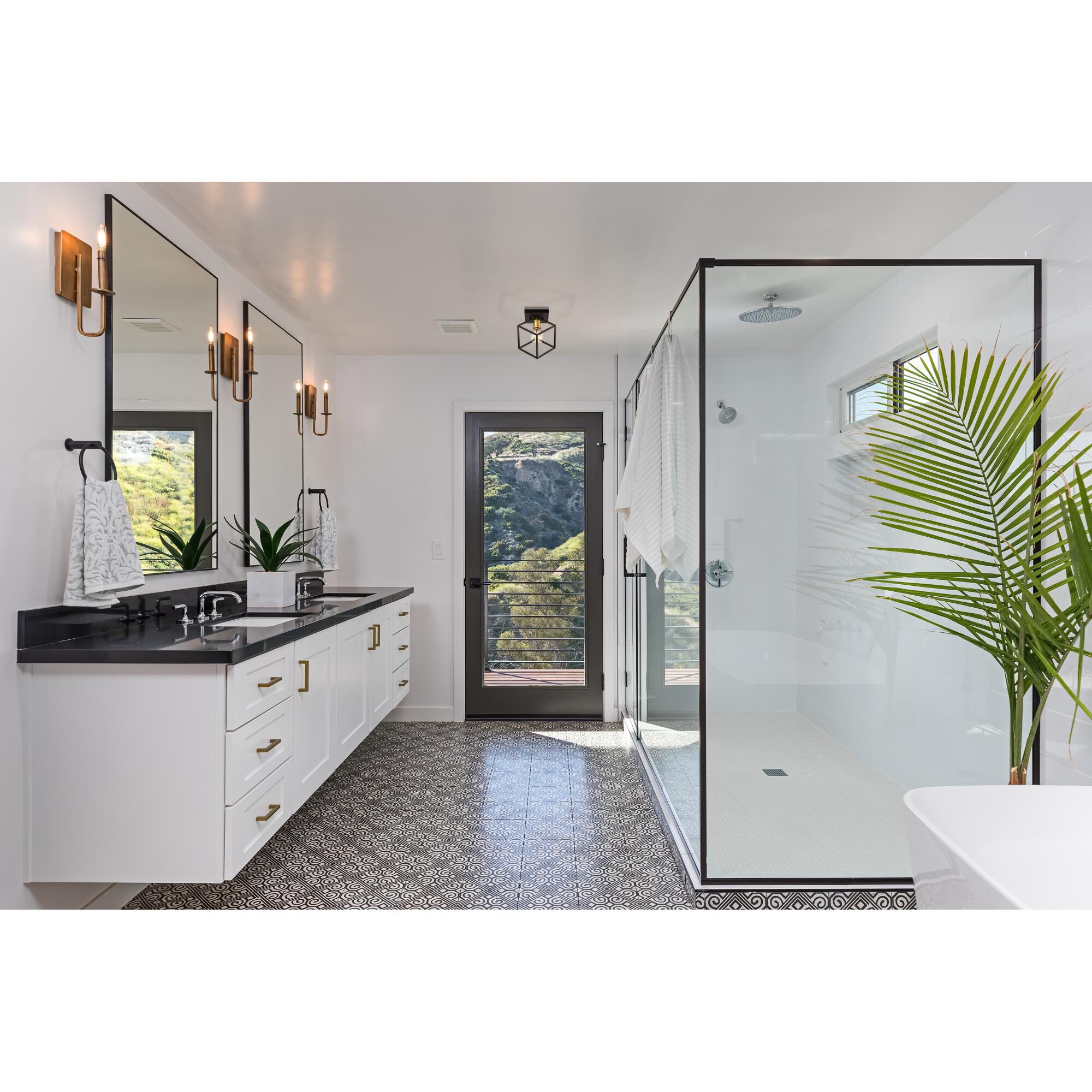 Shown in Bronze + Olde Brass finish and --- glass and --- shade