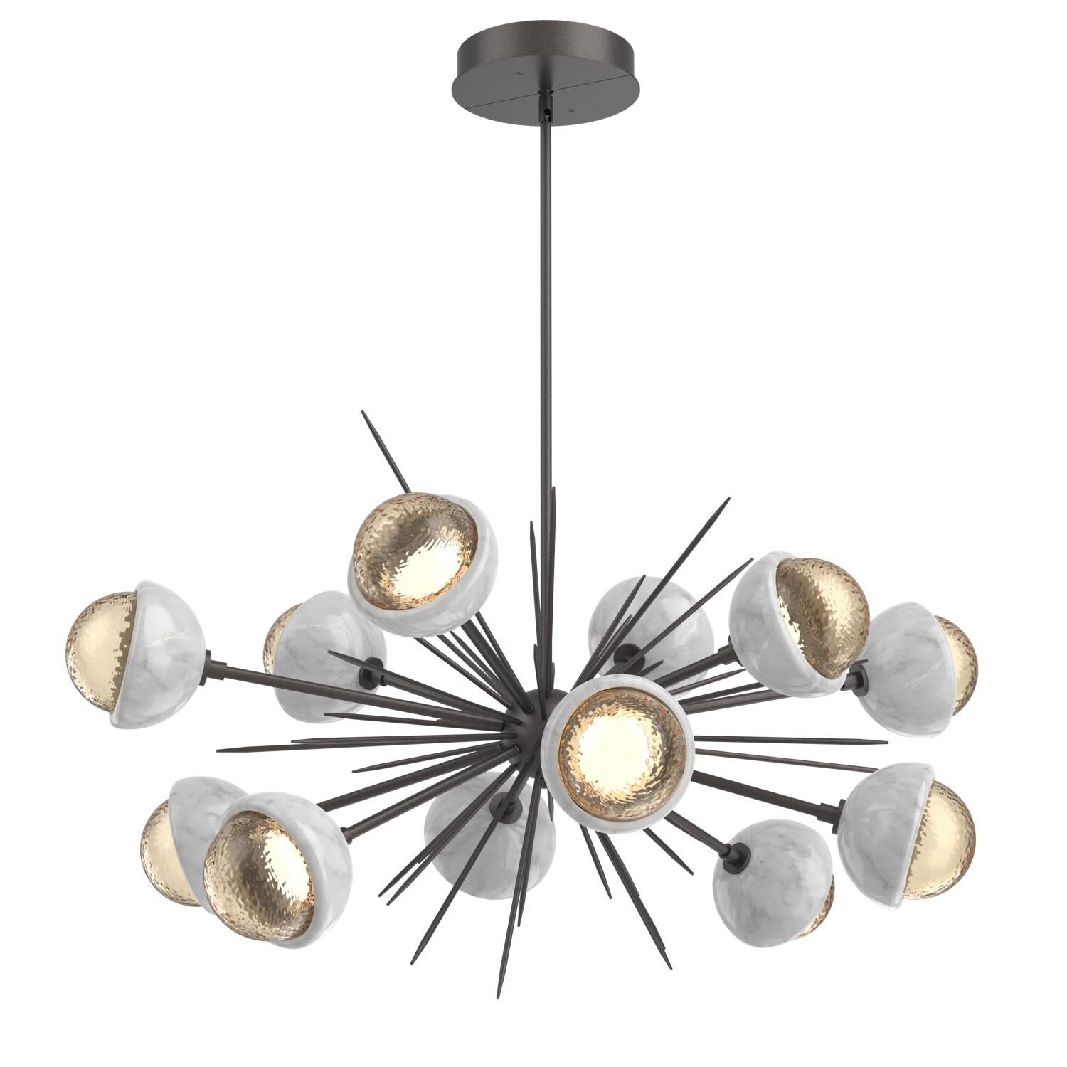 Shown in Graphite finish and Amber glass and White Marble accent