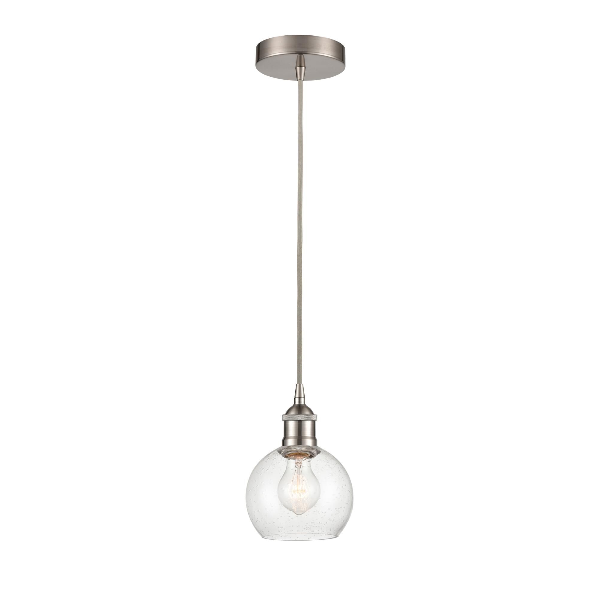 Shown in Brushed Satin Nickel finish and Seedy glass