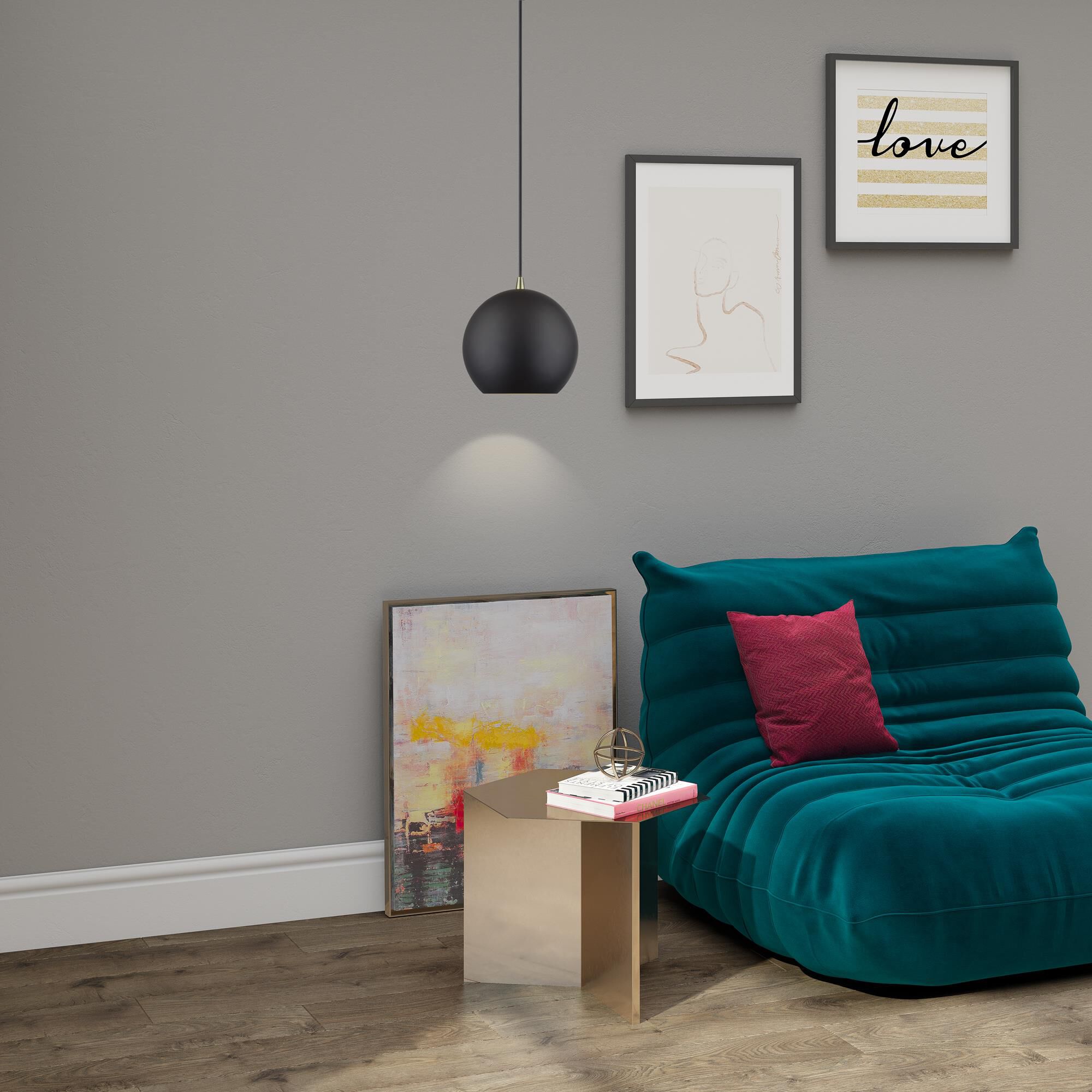 Shown in Bronze with Antique Brass Accents finish and Bronze Aluminum with Gold Inside shade