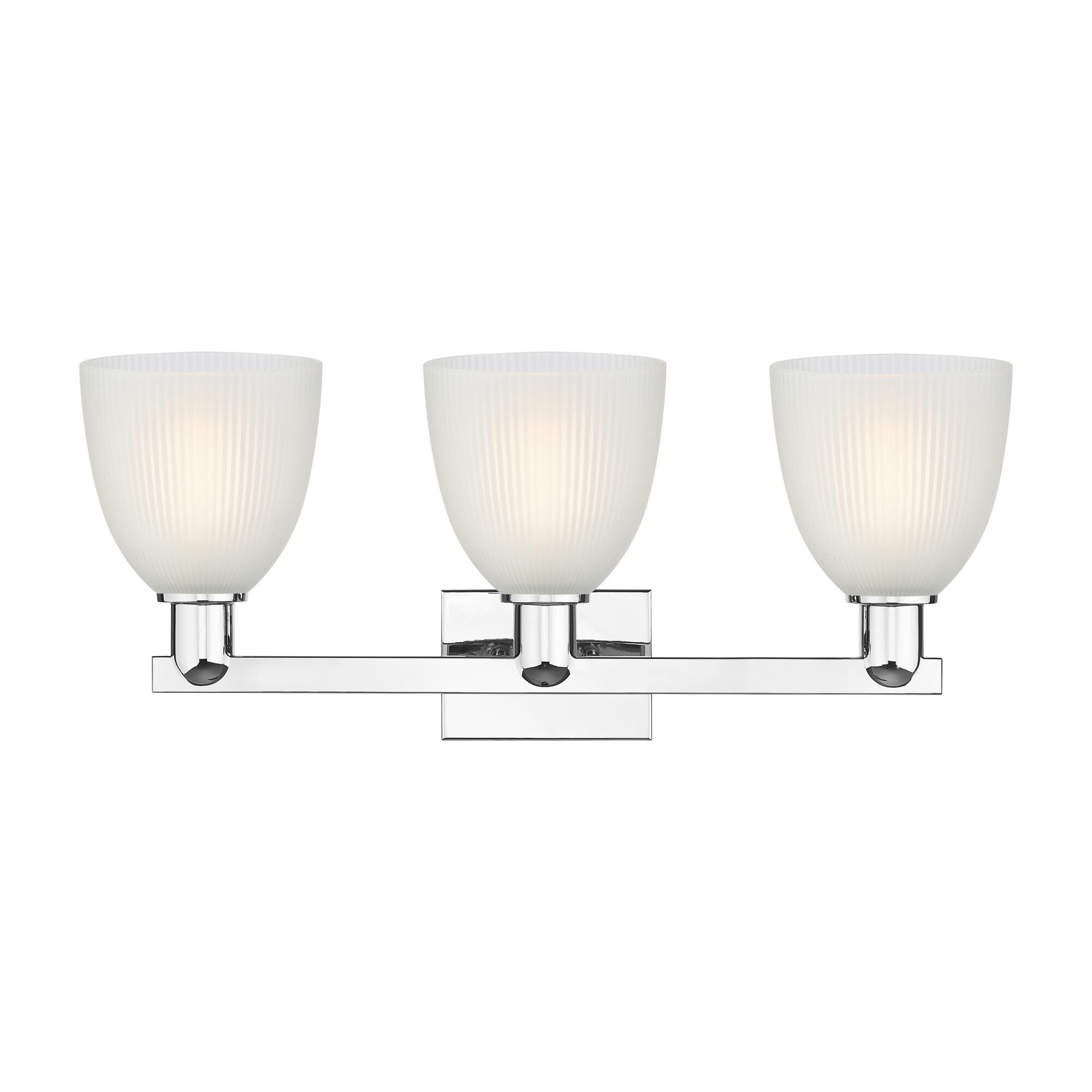 Shown in Polished Chrome finish and White glass