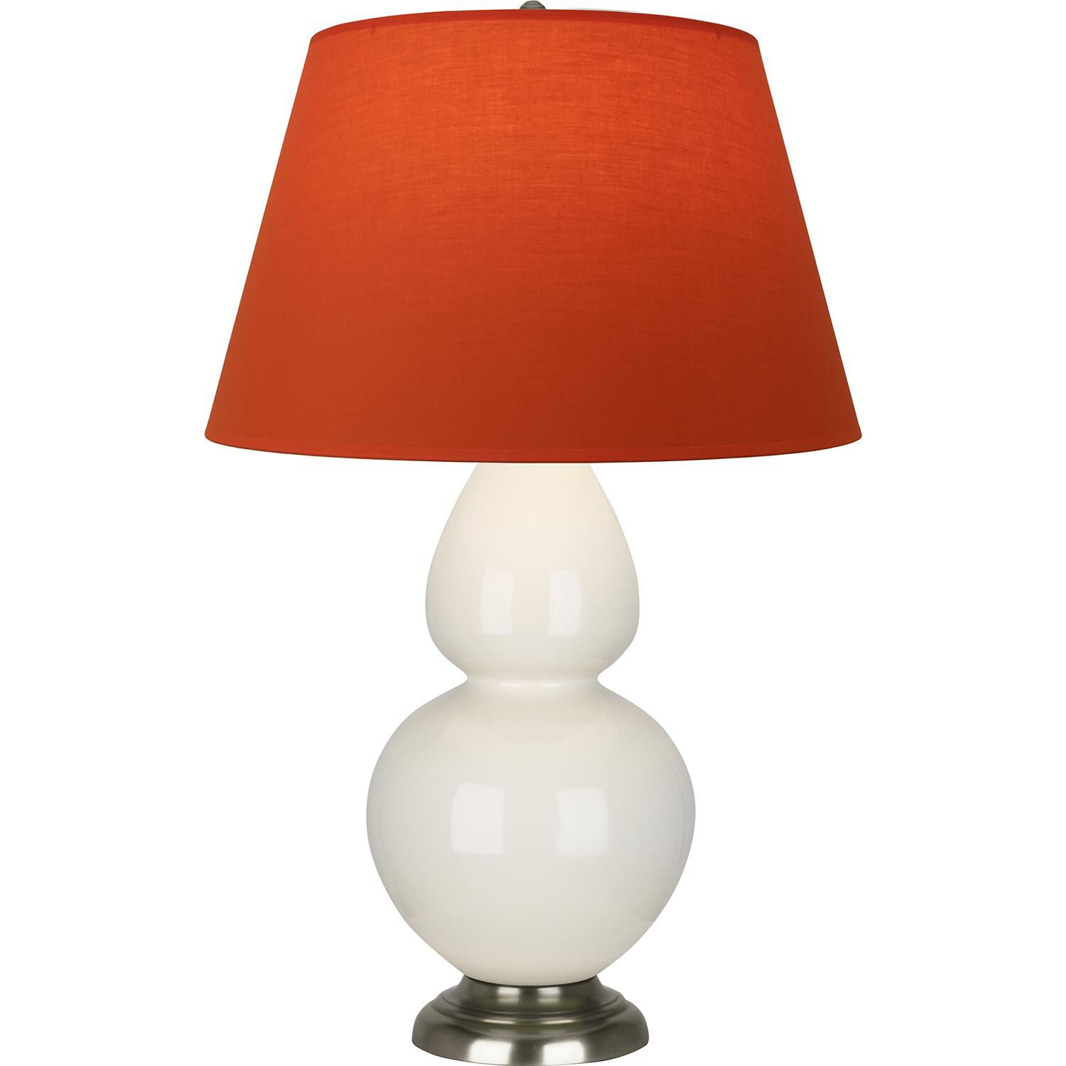 Shown in Bone finish and Tangerine and Taupe Lining shade and Antique Silver accent