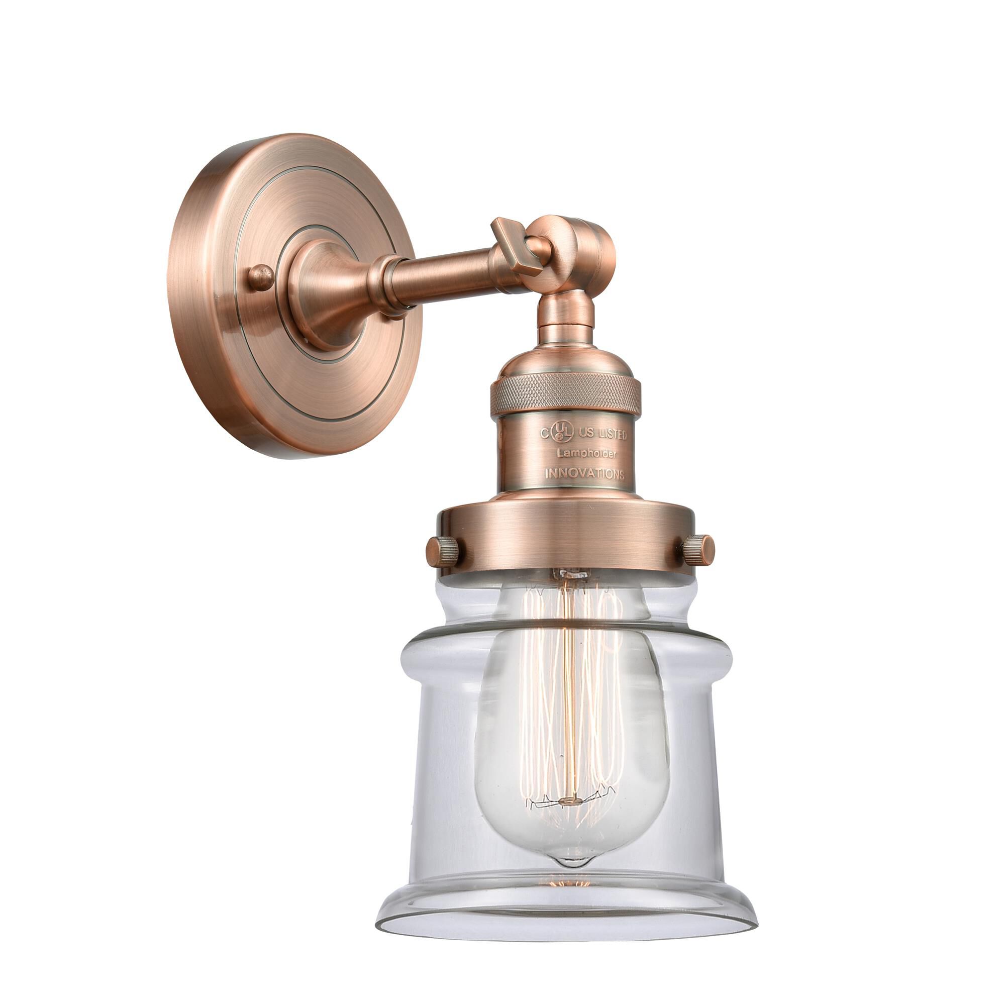 Shown in Antique Copper finish and Clear glass