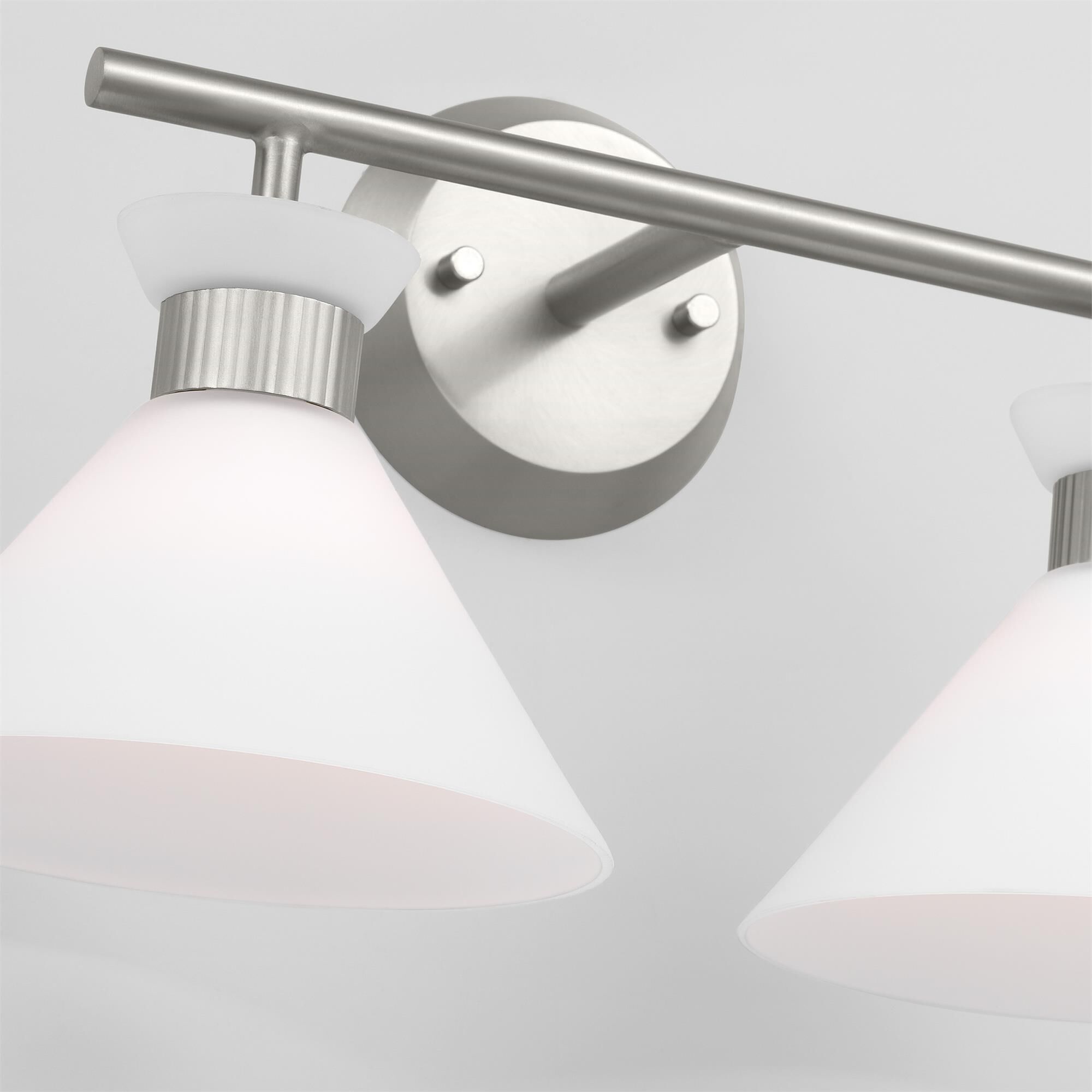 Shown in Brushed Steel finish and Etched White glass