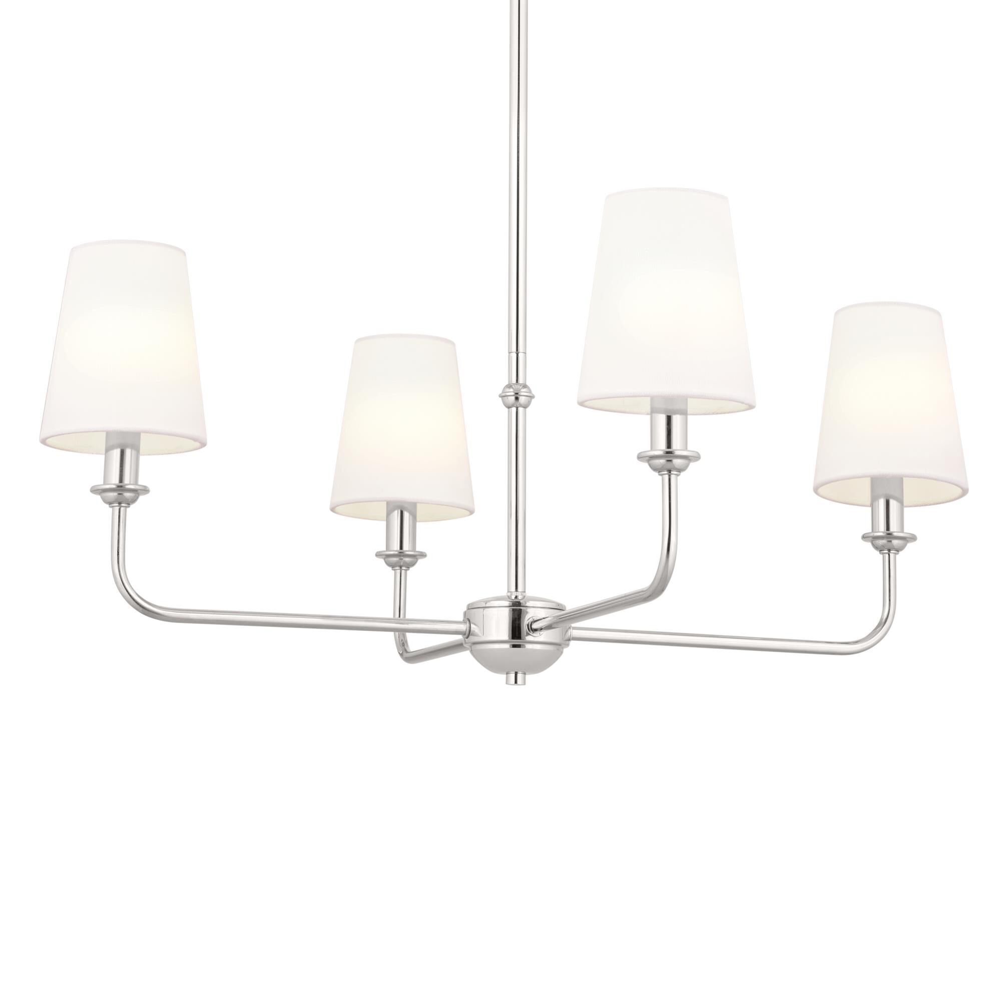 Shown in Polished Nickel finish and Fabric and Bell shade