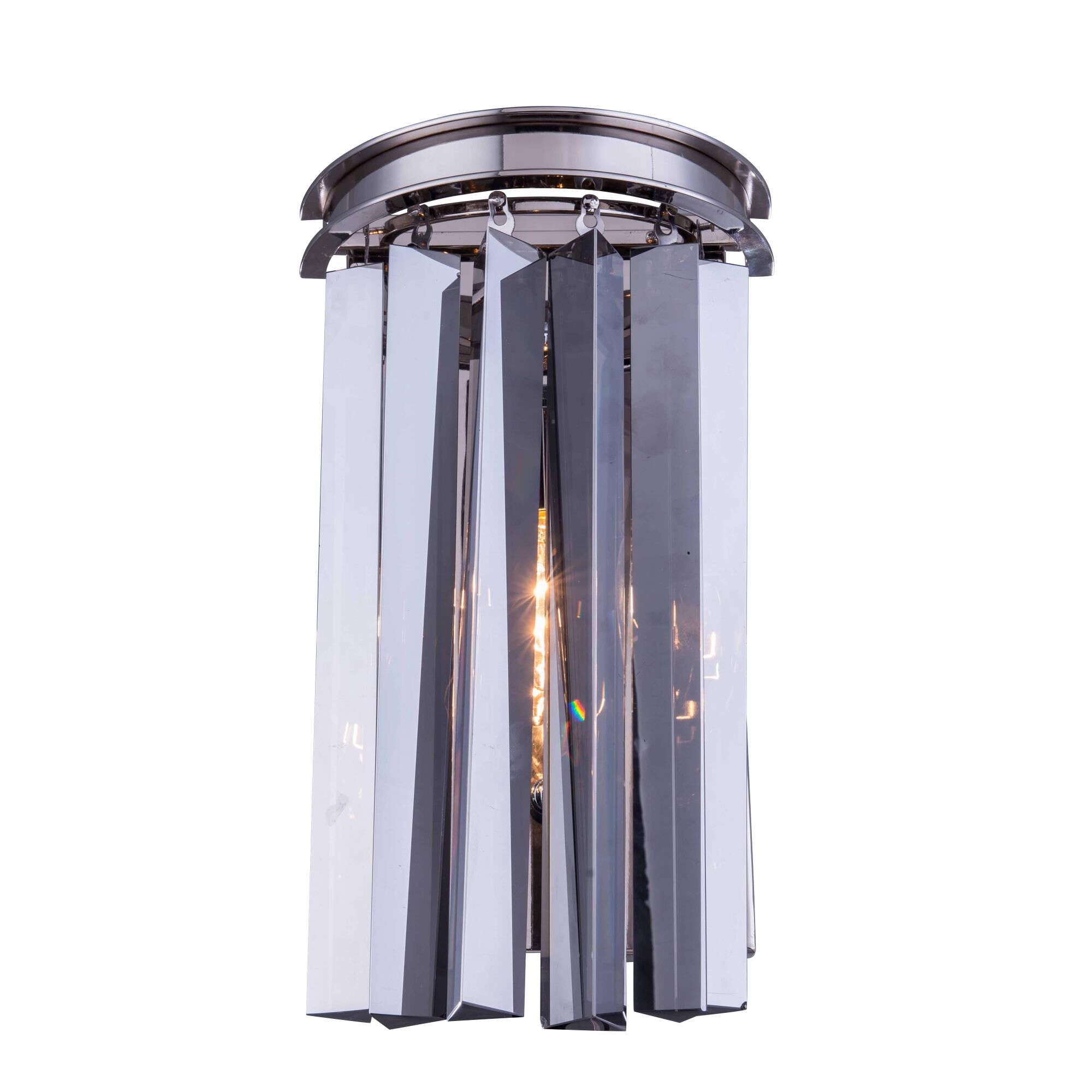 Shown in Polished Nickel finish and Royal Cut crystal and Silver Shade (Grey) accent