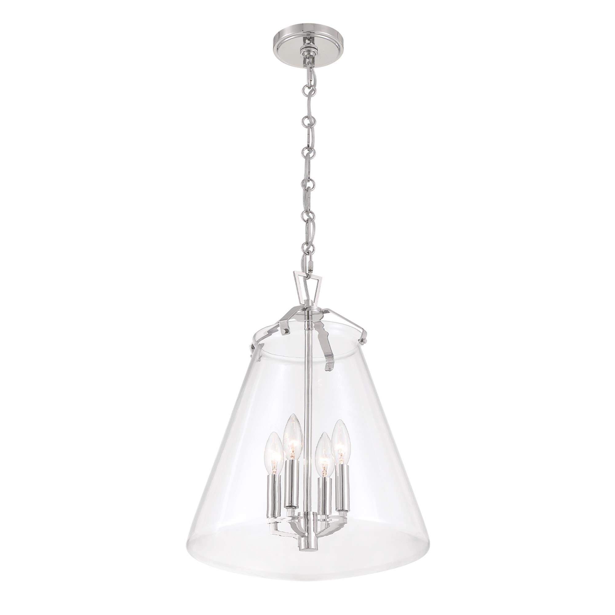 Shown in Polished Nickel finish and Clear glass