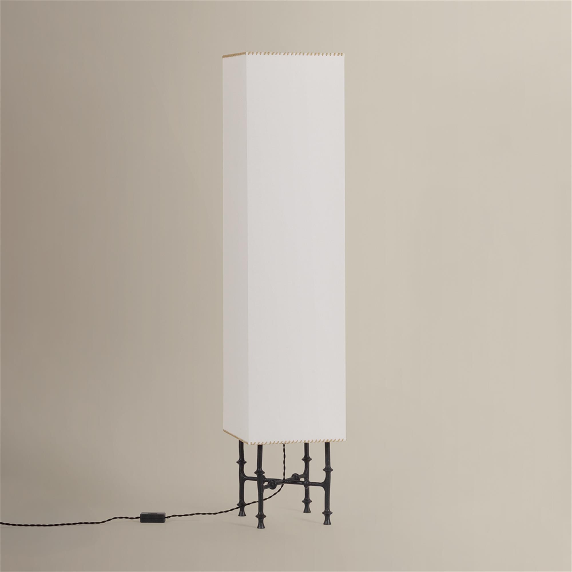 Shown in Black Iron finish and Off White Linen shade