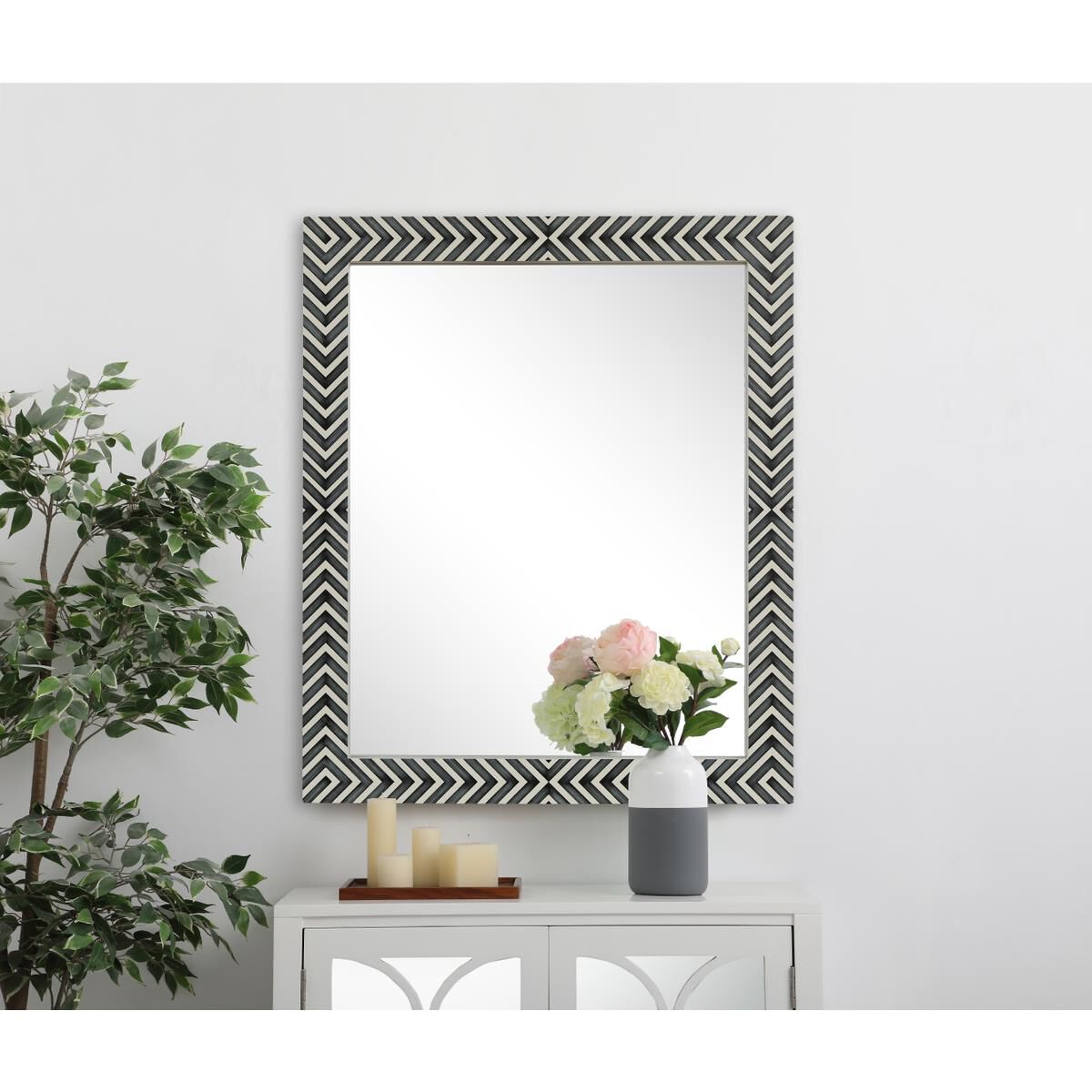 Rectangular mirror 36x30 inch in chevron Wall Mirror by Elegant Decor