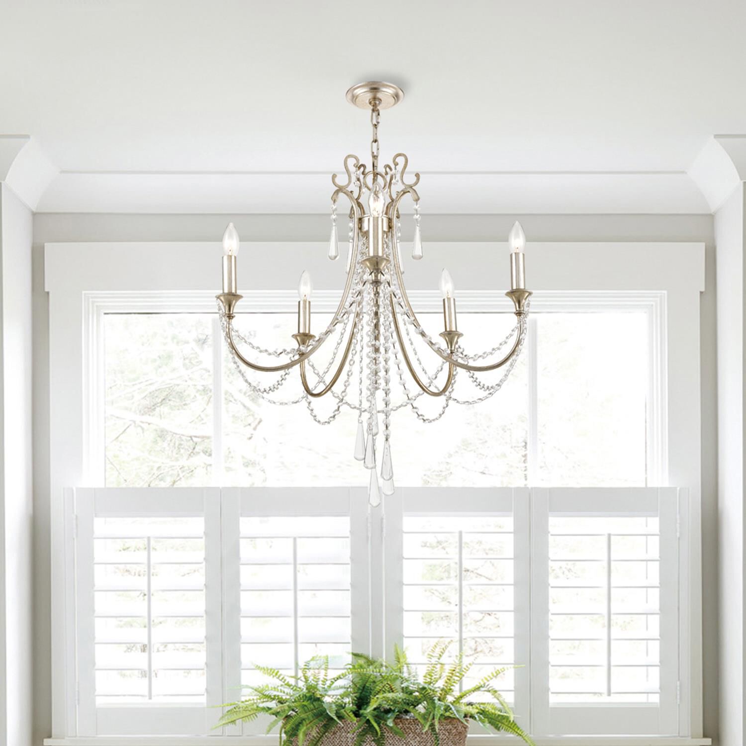 Shown in Antique Silver finish and Clear Hand Cut crystal