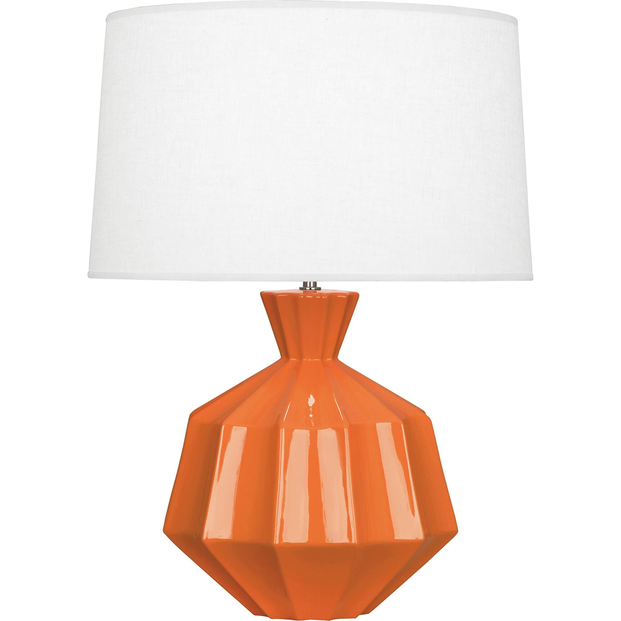 Shown in Pumpkin Glazed Ceramic finish and Oyster Linen With Self Fabric Top Diffuser shade