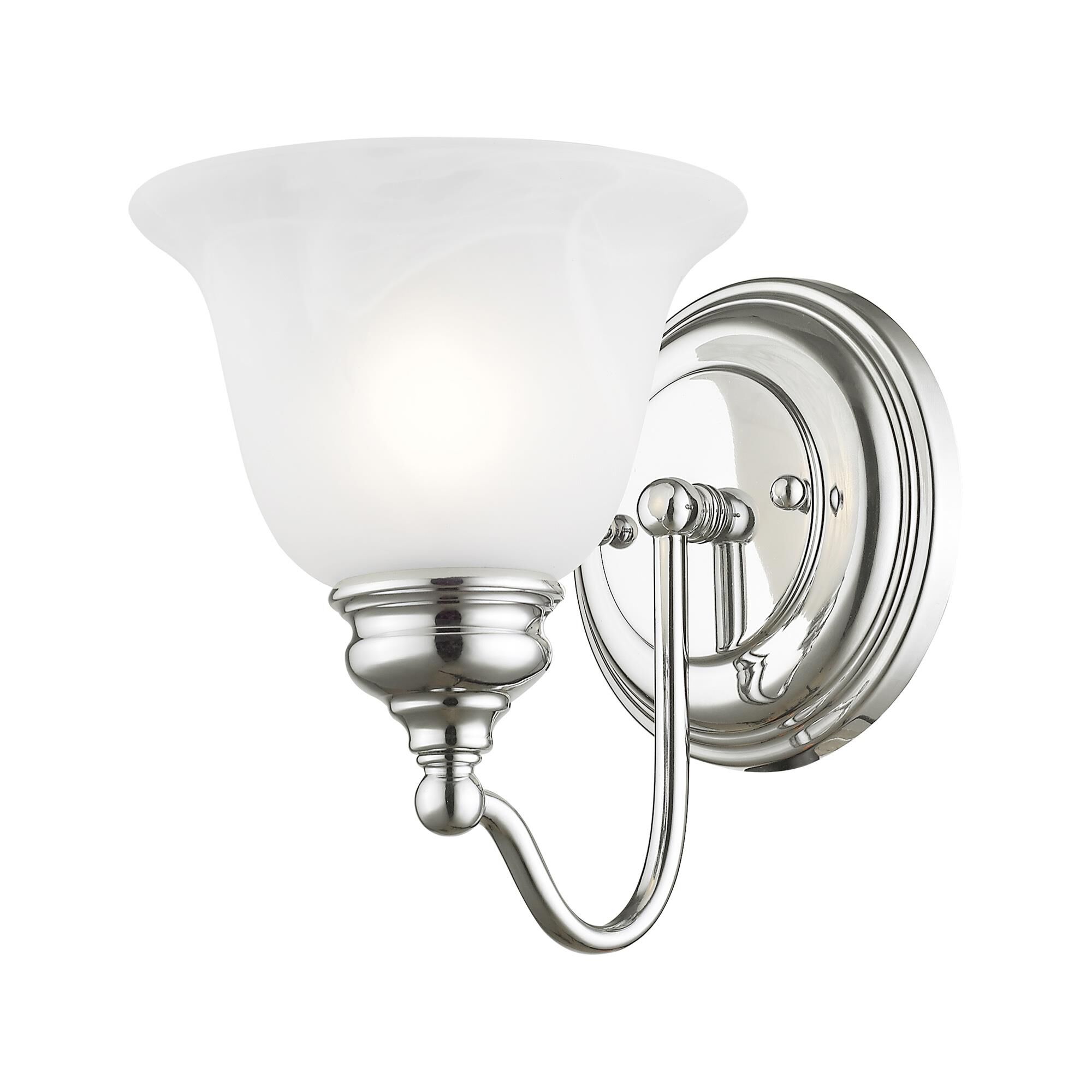 Shown in Chrome finish and White Alabaster glass