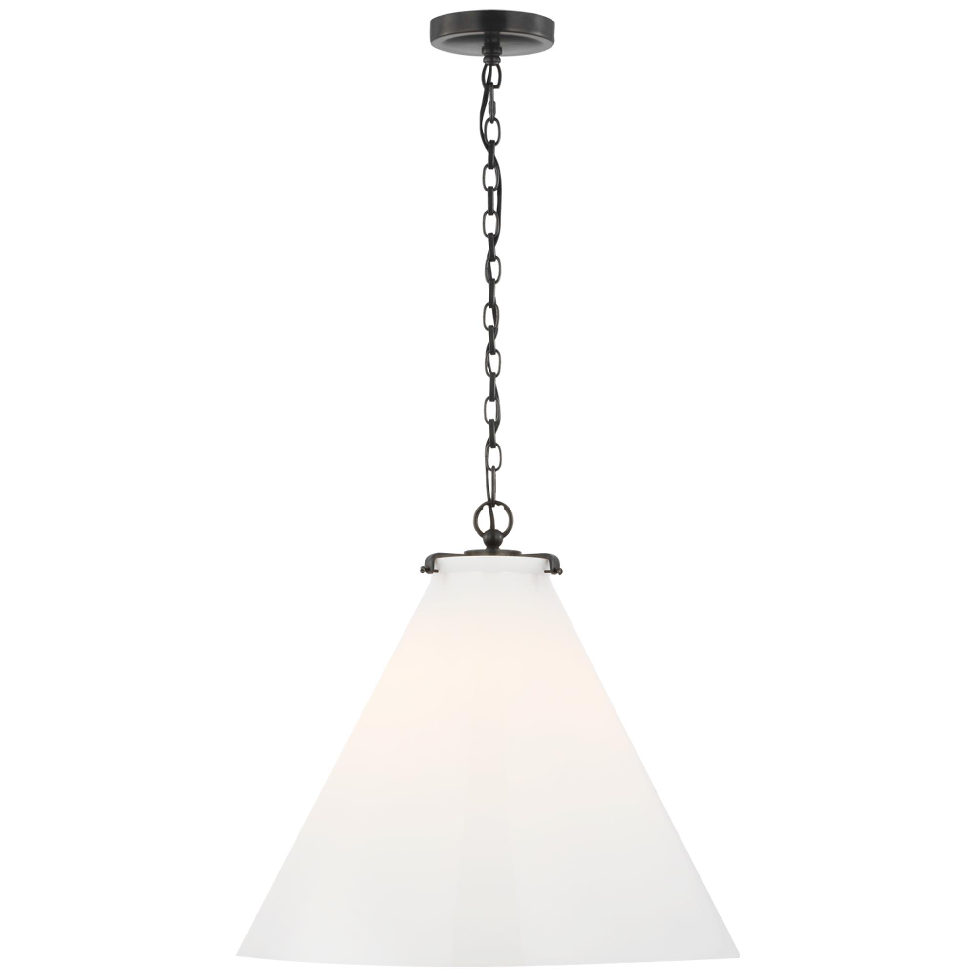 Shown in Bronze finish and White glass