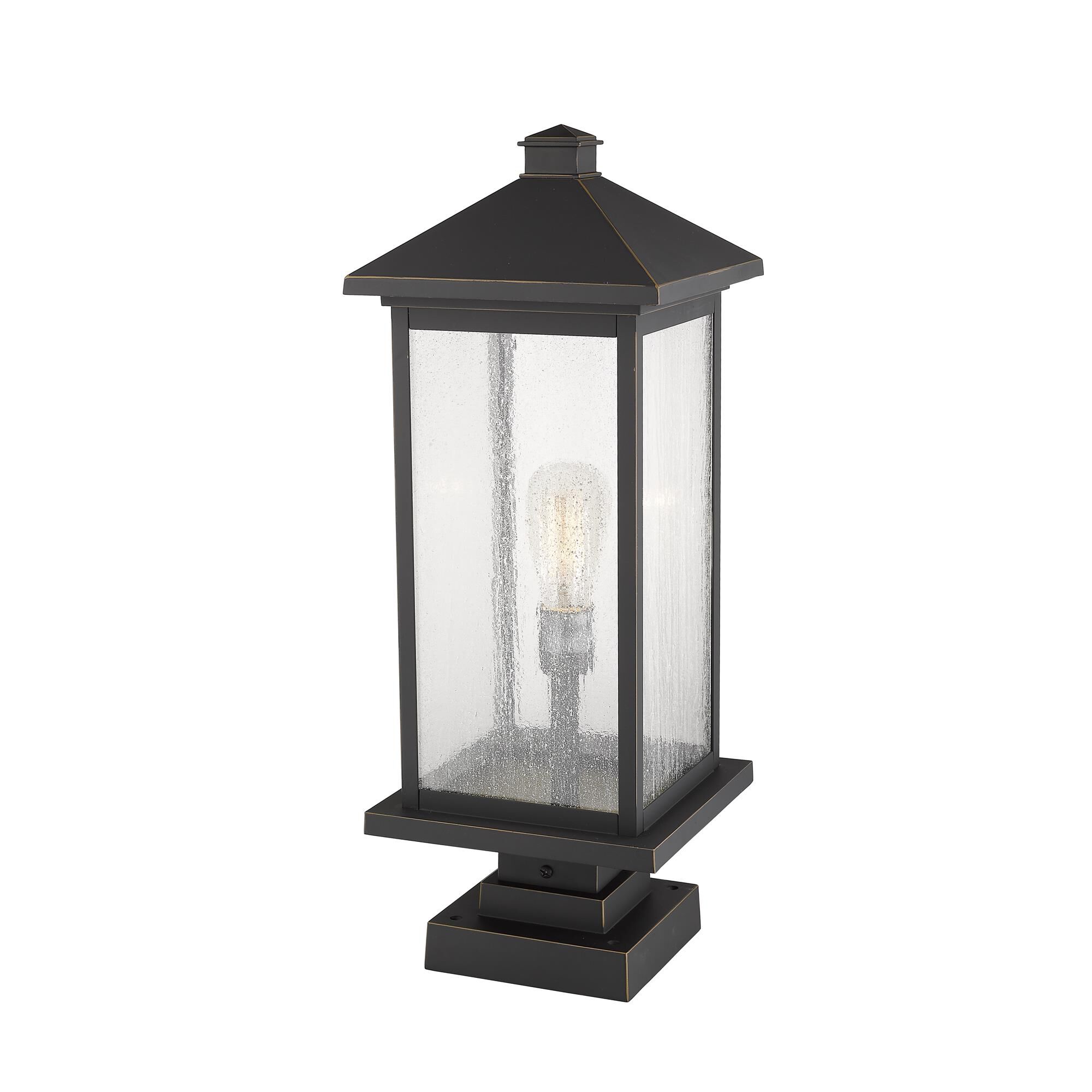 Shown in Oil Rubbed Bronze finish and Glass shade