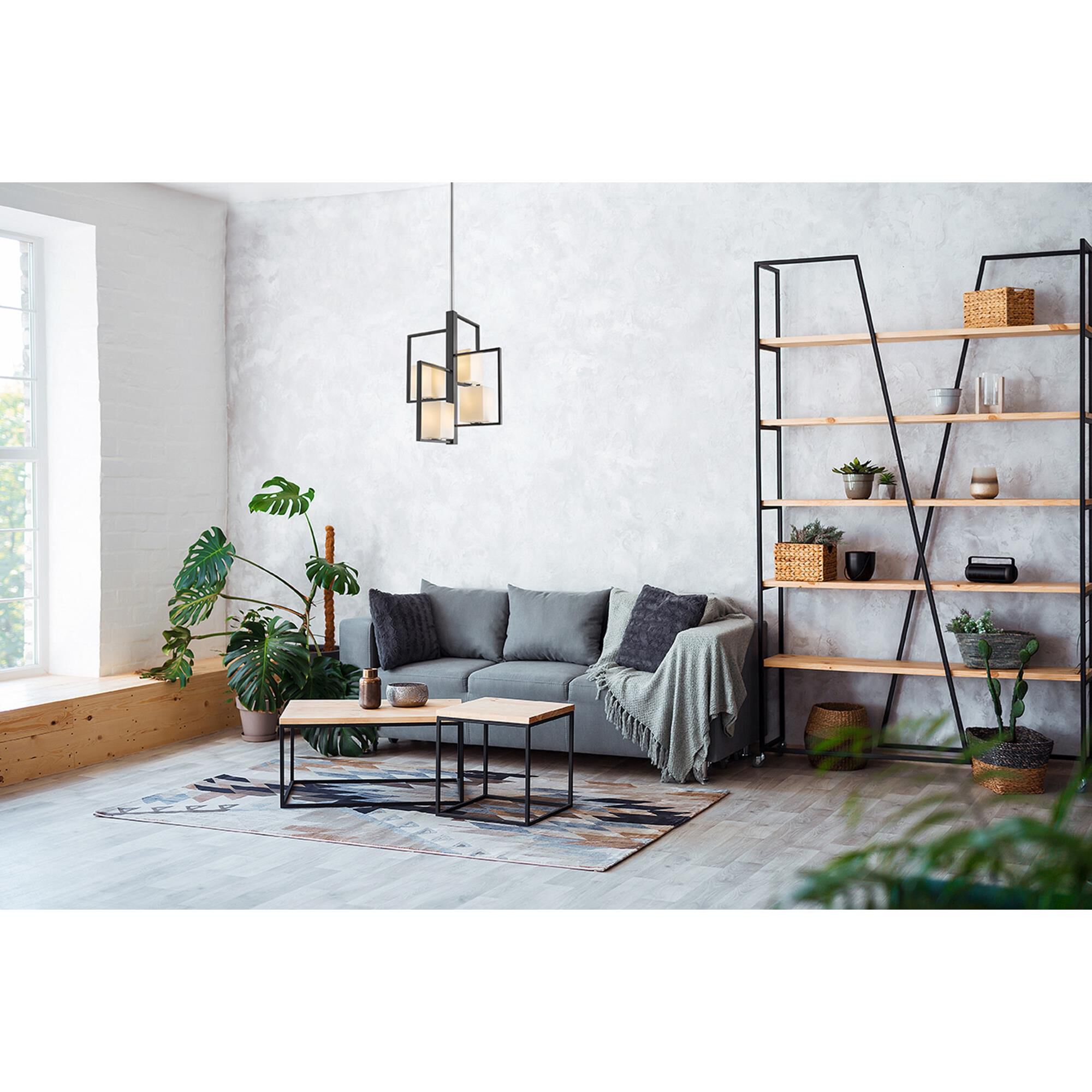 Shown in Black and Chrome finish and Opal glass and Opal shade