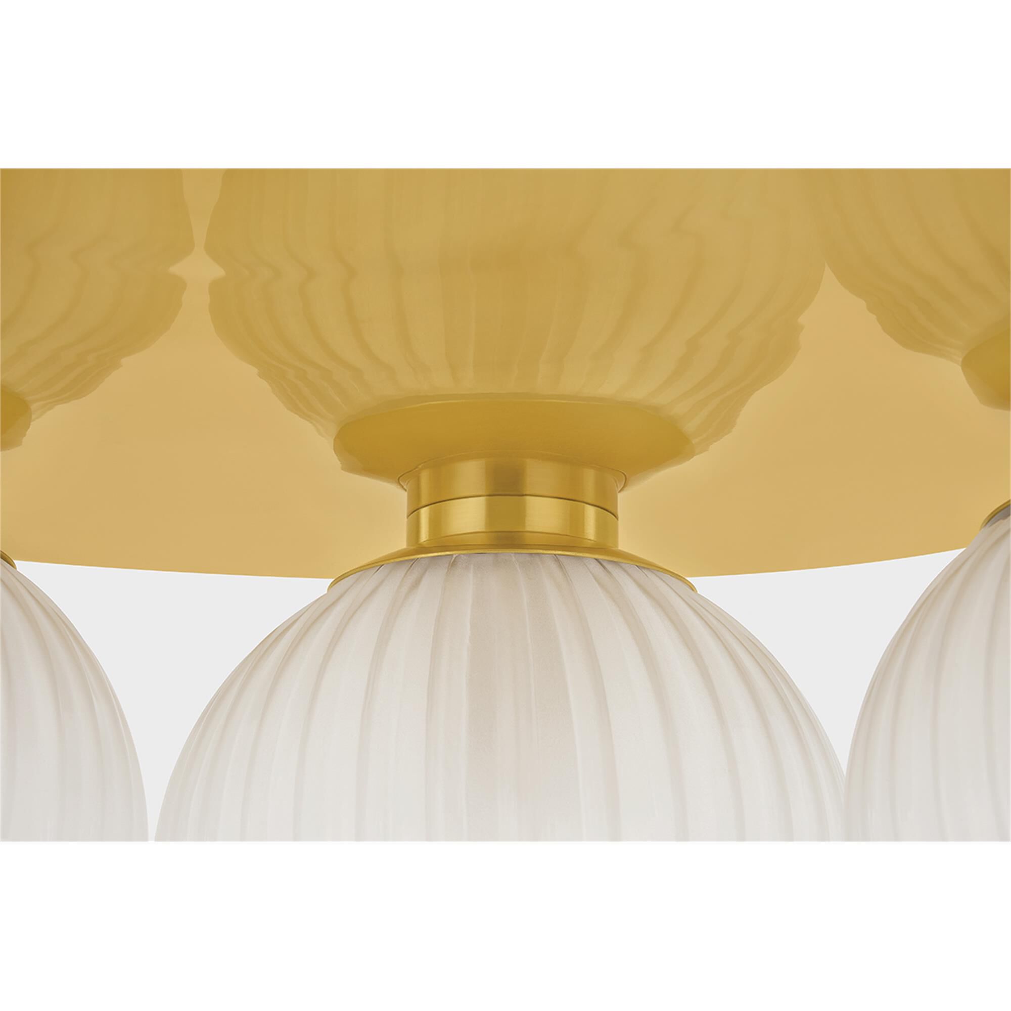 Shown in Vintage Polished Brass finish and Clear Etched glass