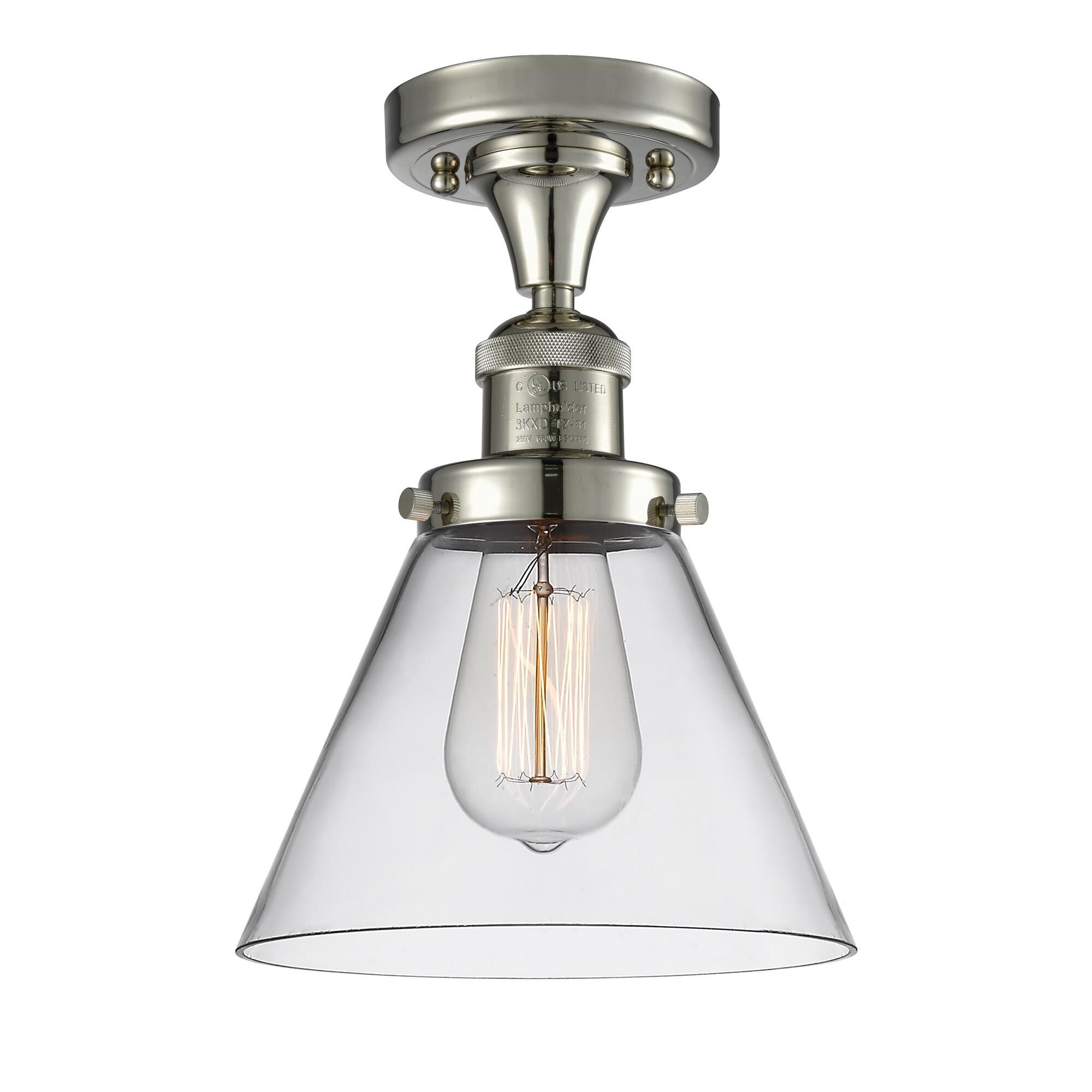 Shown in Polished Nickel finish and Clear glass