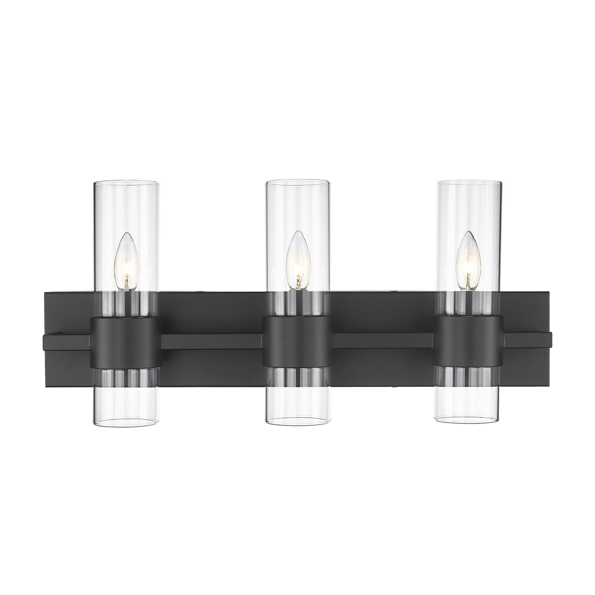 Shown in Matte Black finish and Clear glass