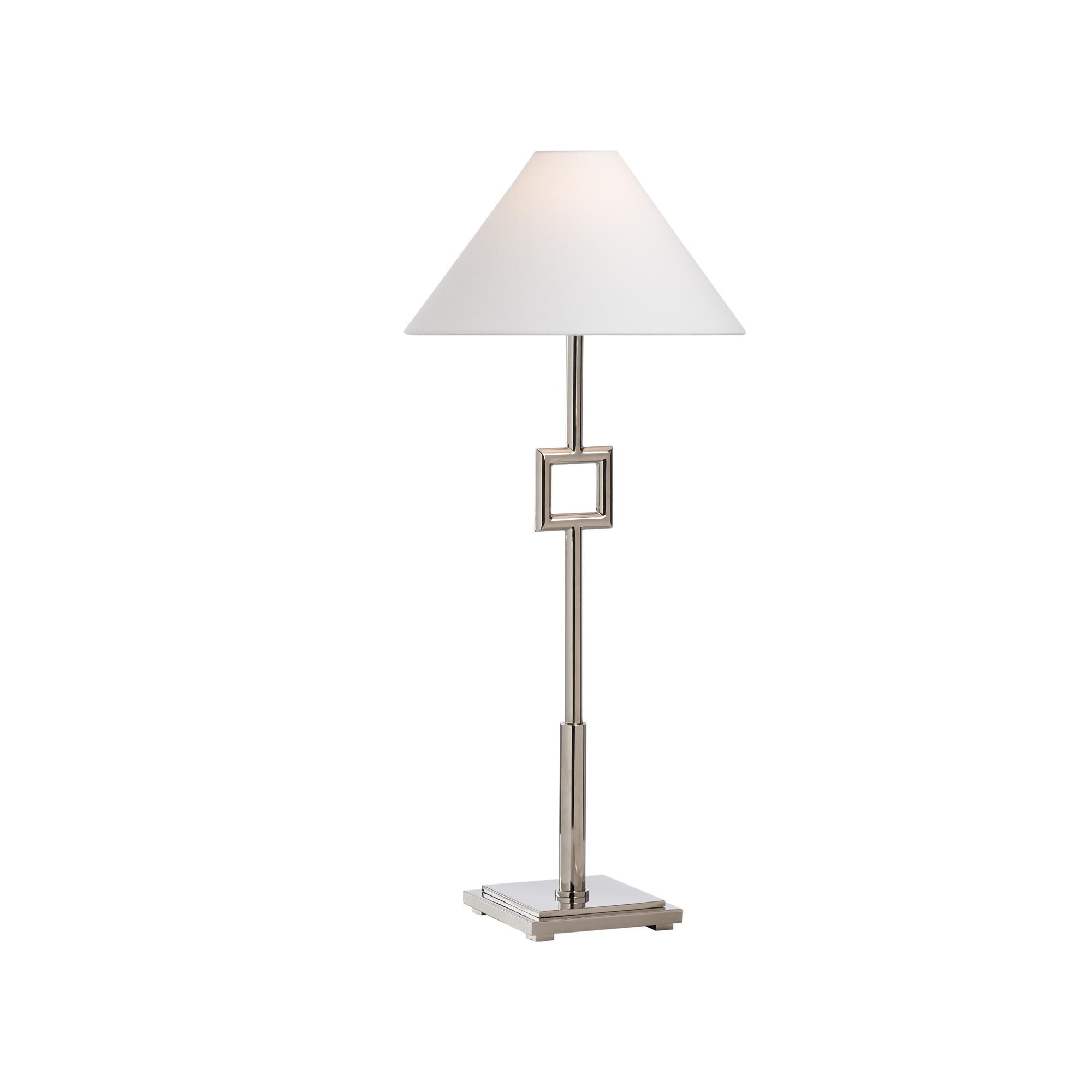 Shown in Silver finish and Linen shade