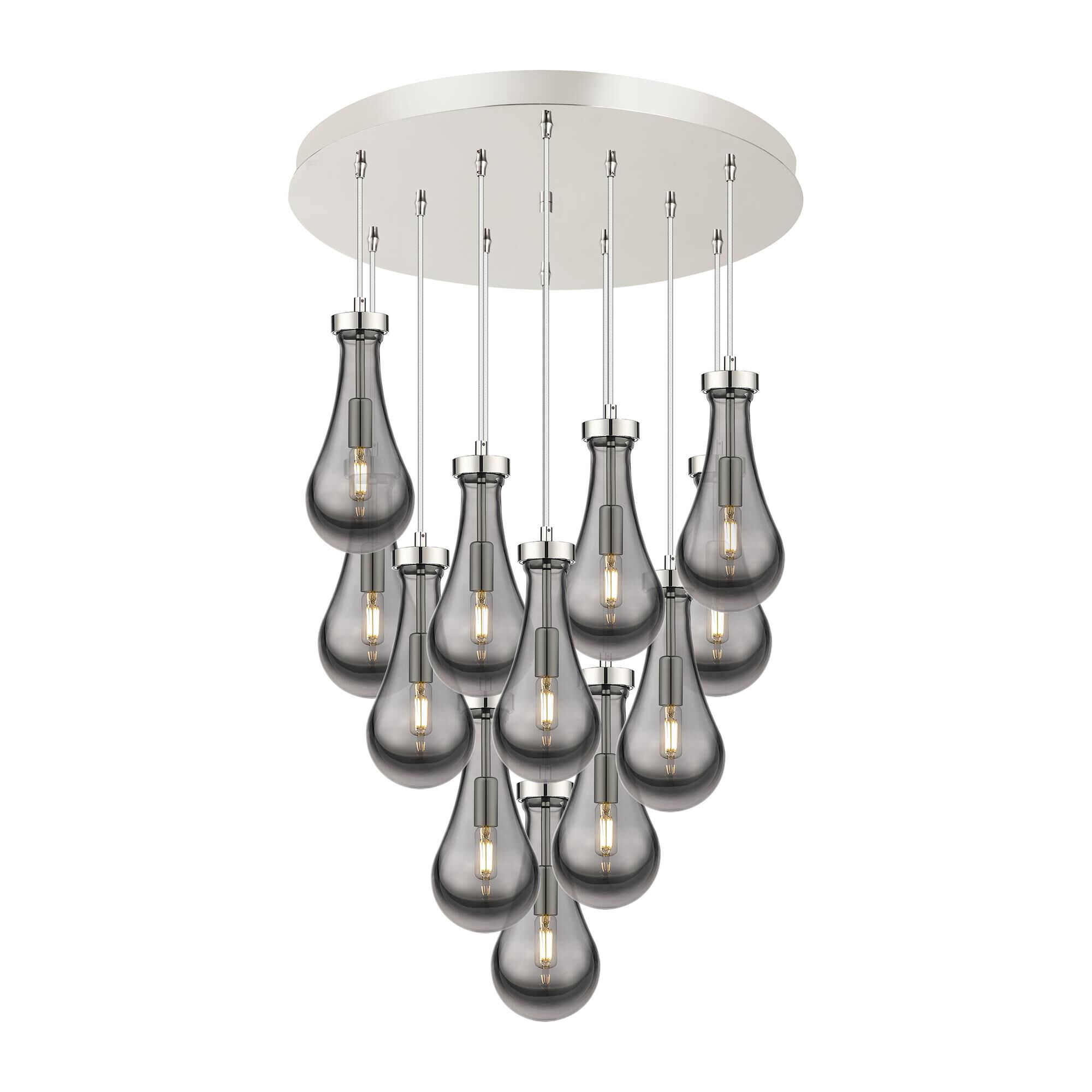 Shown in Polished Nickel finish and Light Smoke glass and Light Smoke Glass shade