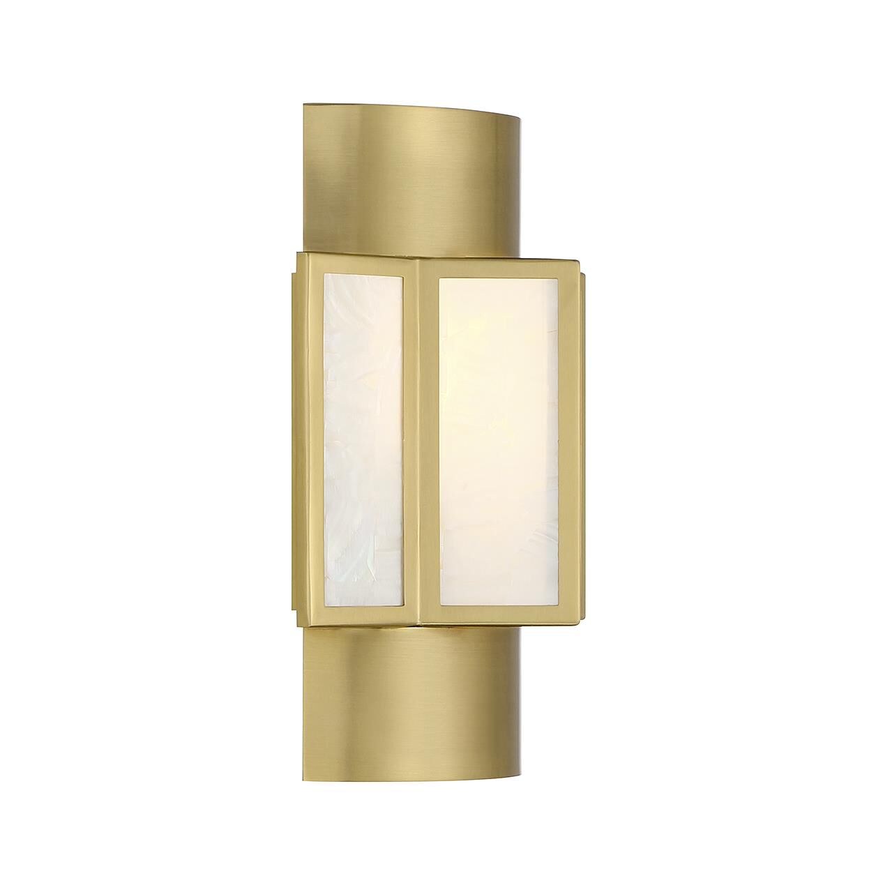 Shown in Warm Brass finish and Capiz Shell shade