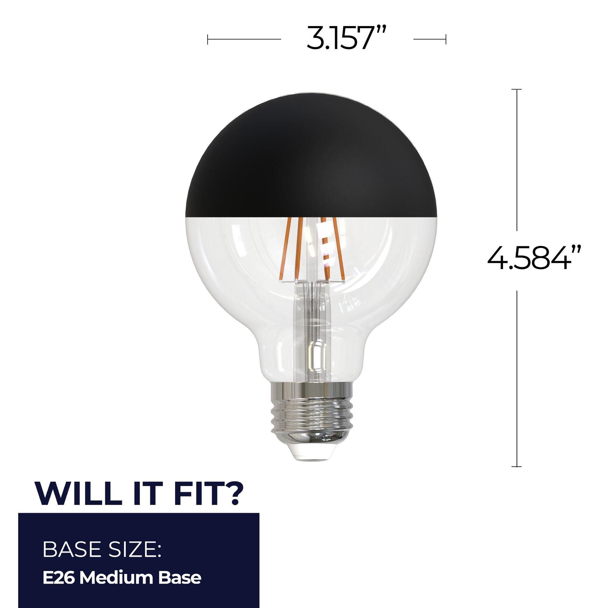 Half Black G25 Base E26 2700K LED Light Bulb by Bulbrite