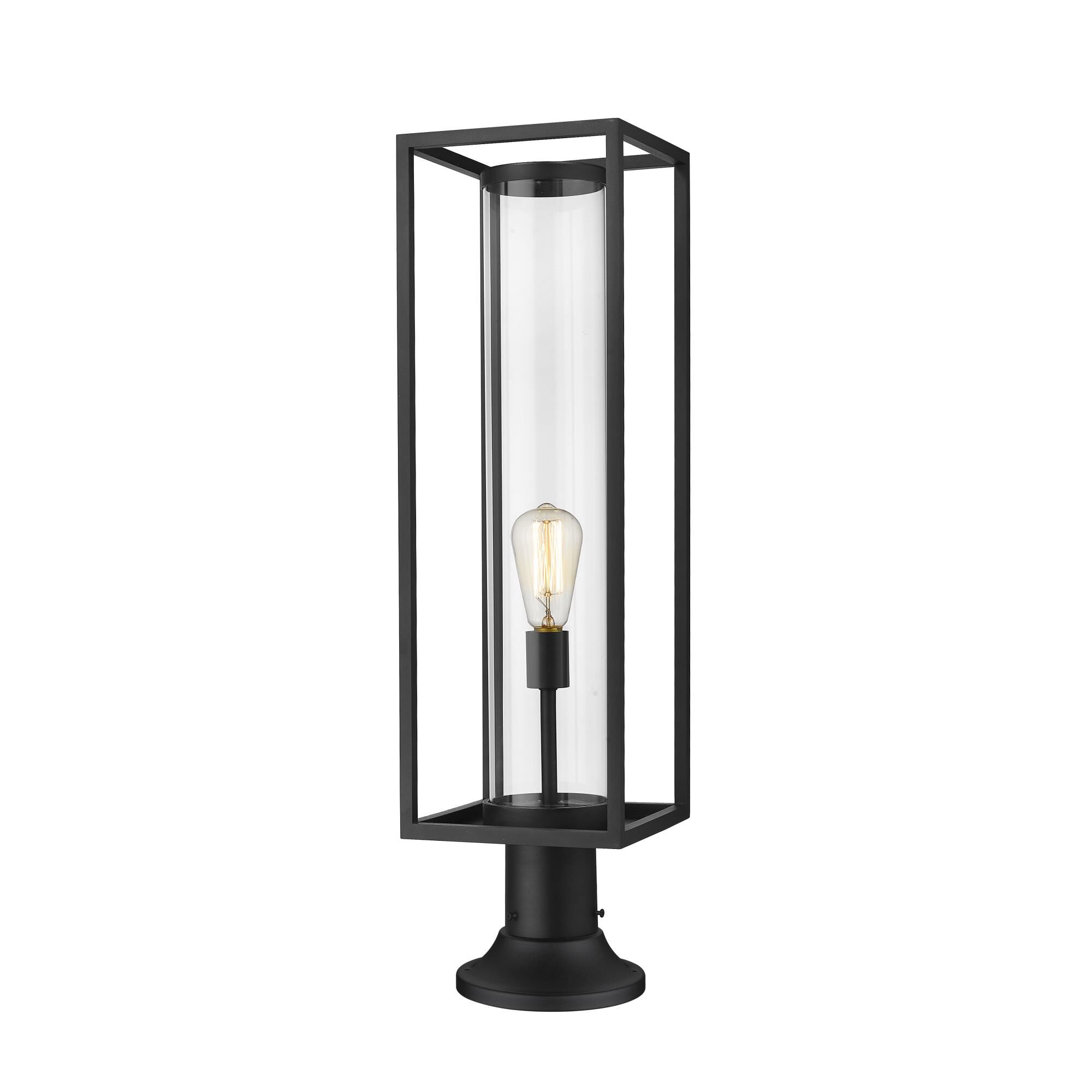 Shown in Black finish and Glass shade