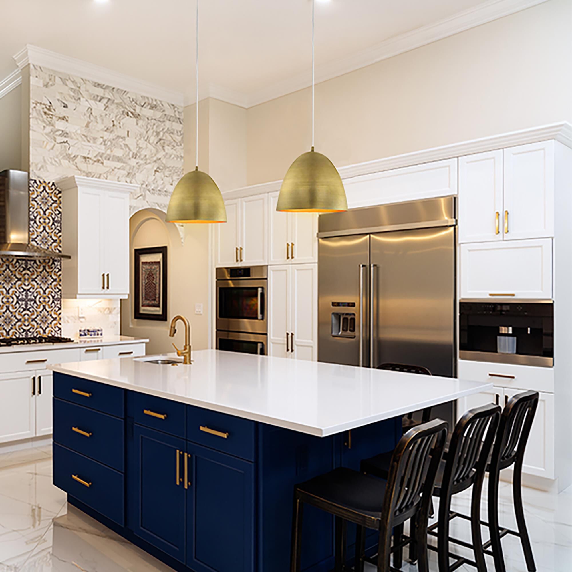 Shown in Brushed Gold finish and Brushed Gold Metal shade