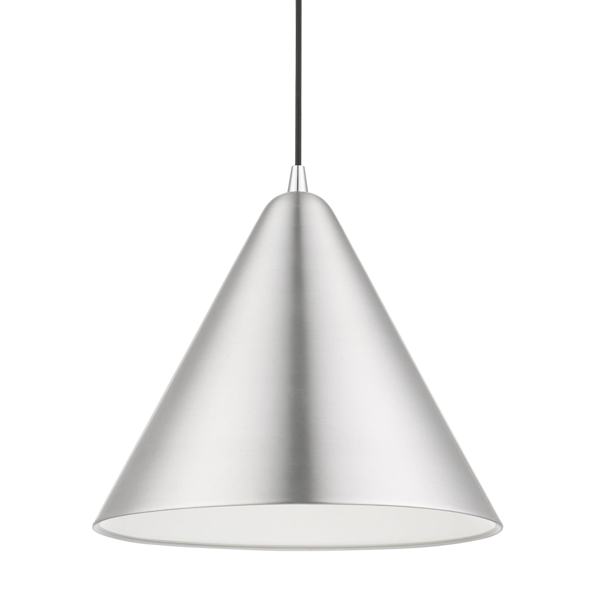 Shown in Brushed Aluminum with Polished Chrome Accents finish and Brushed Aluminum Metal With Shiny White Inside shade