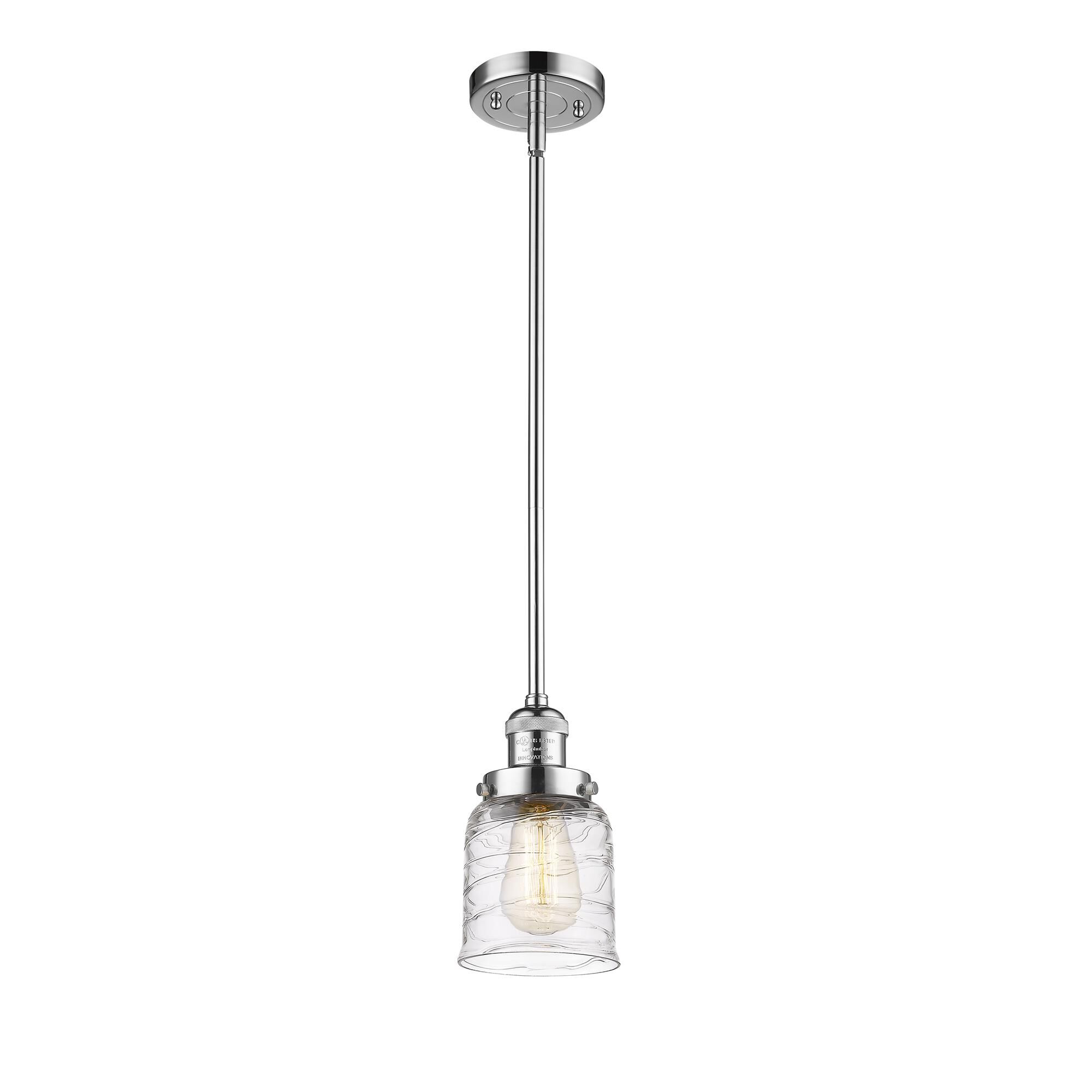Shown in Polished Chrome finish and Deco Swirl glass