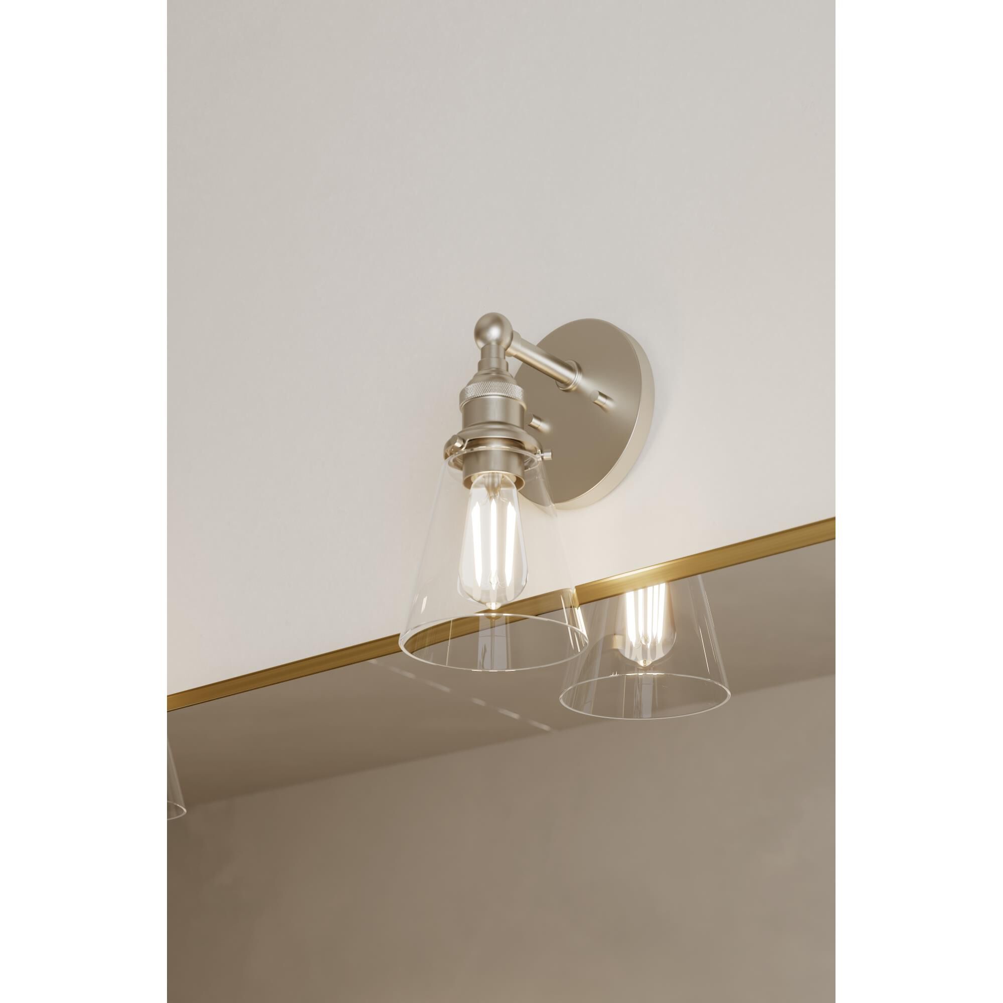 Shown in Brushed Nickel finish and Clear glass