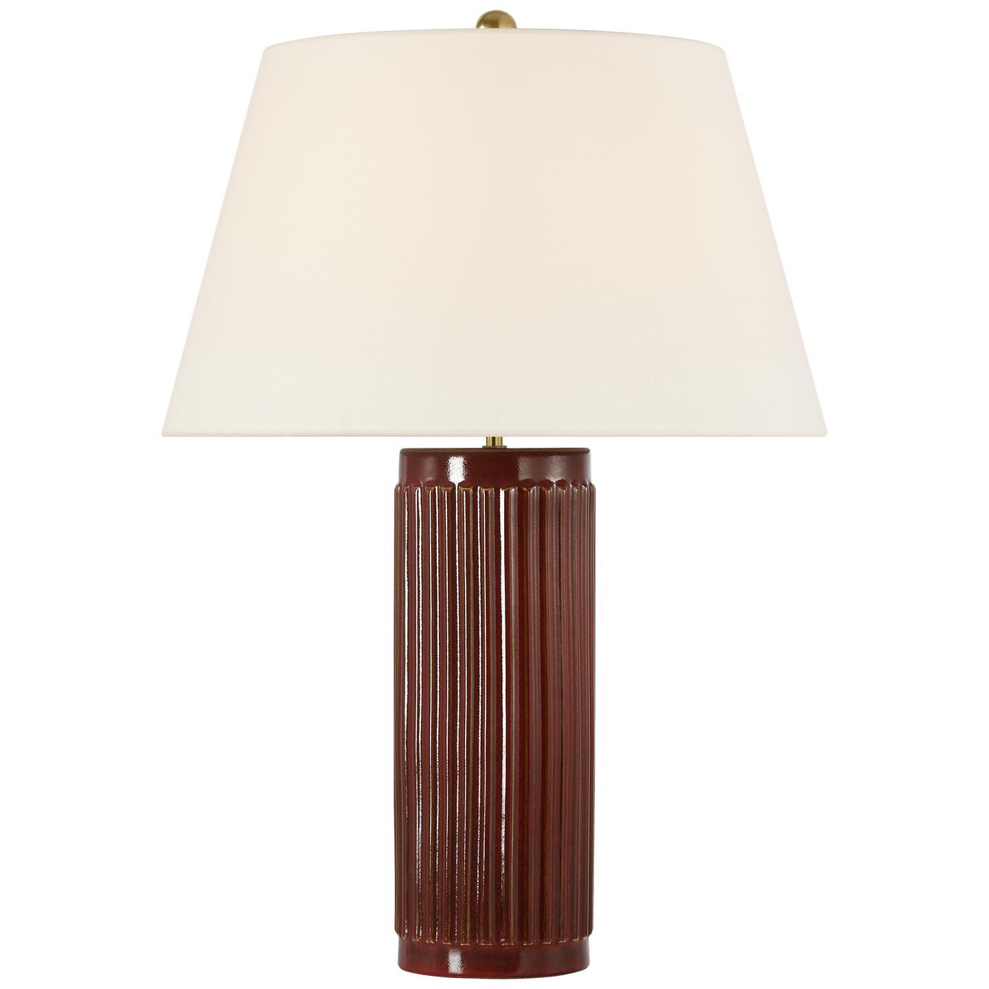 Shown in Pomegranate finish and Linen shade