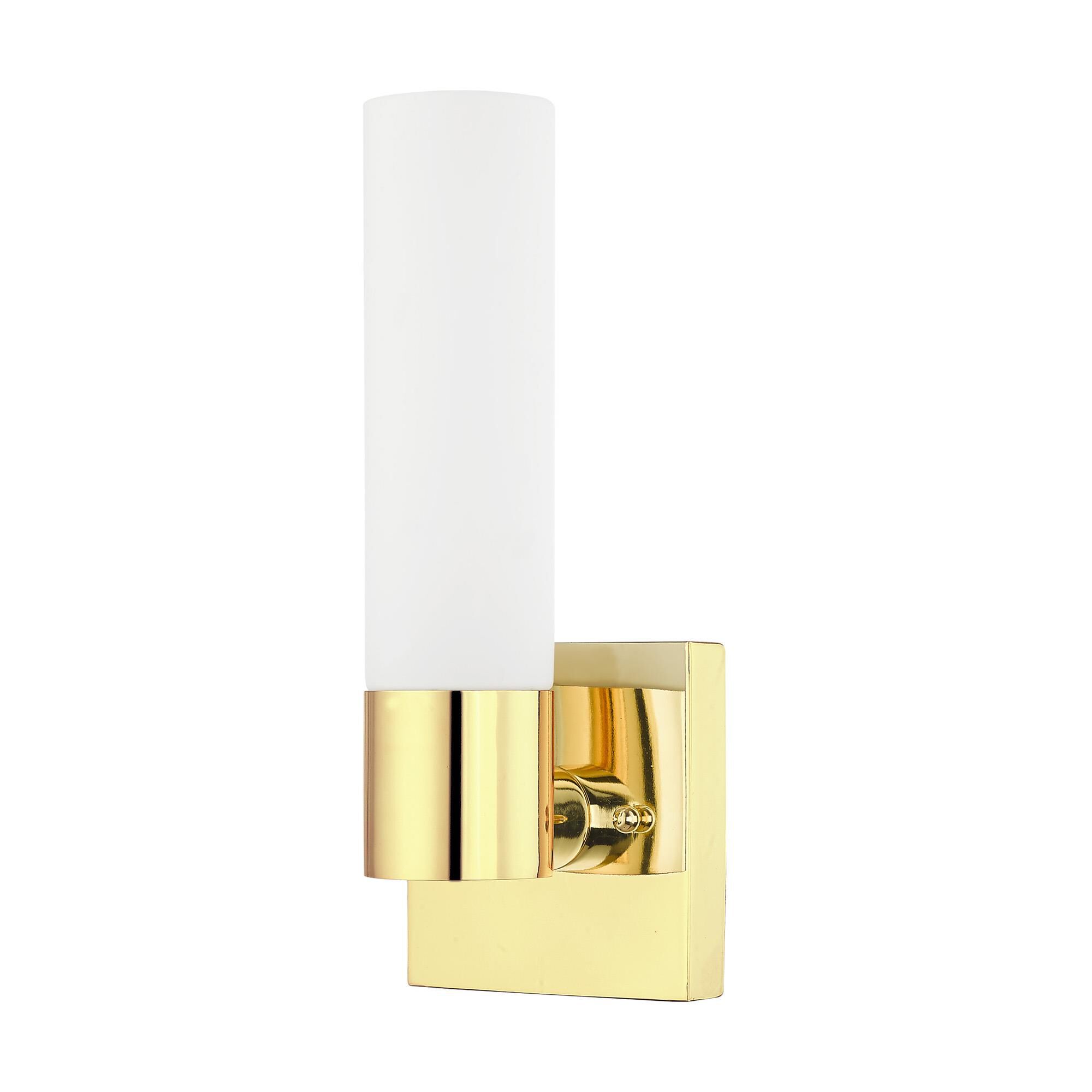 Shown in Polished Brass finish and Hand Blown Satin Opal White Twist Lock glass
