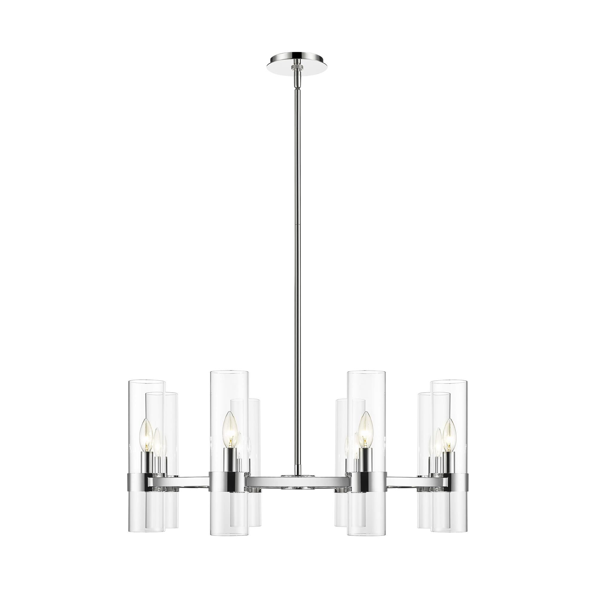 Shown in Polished Nickel finish and Glass shade