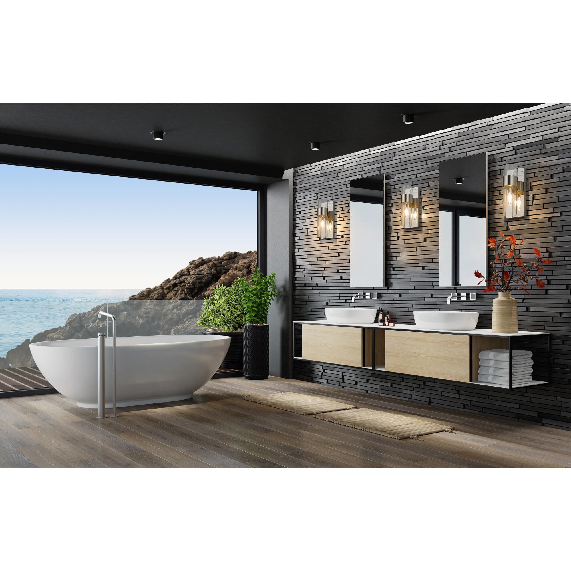 Shown in Polished Nickel finish and Clear glass and Clear shade