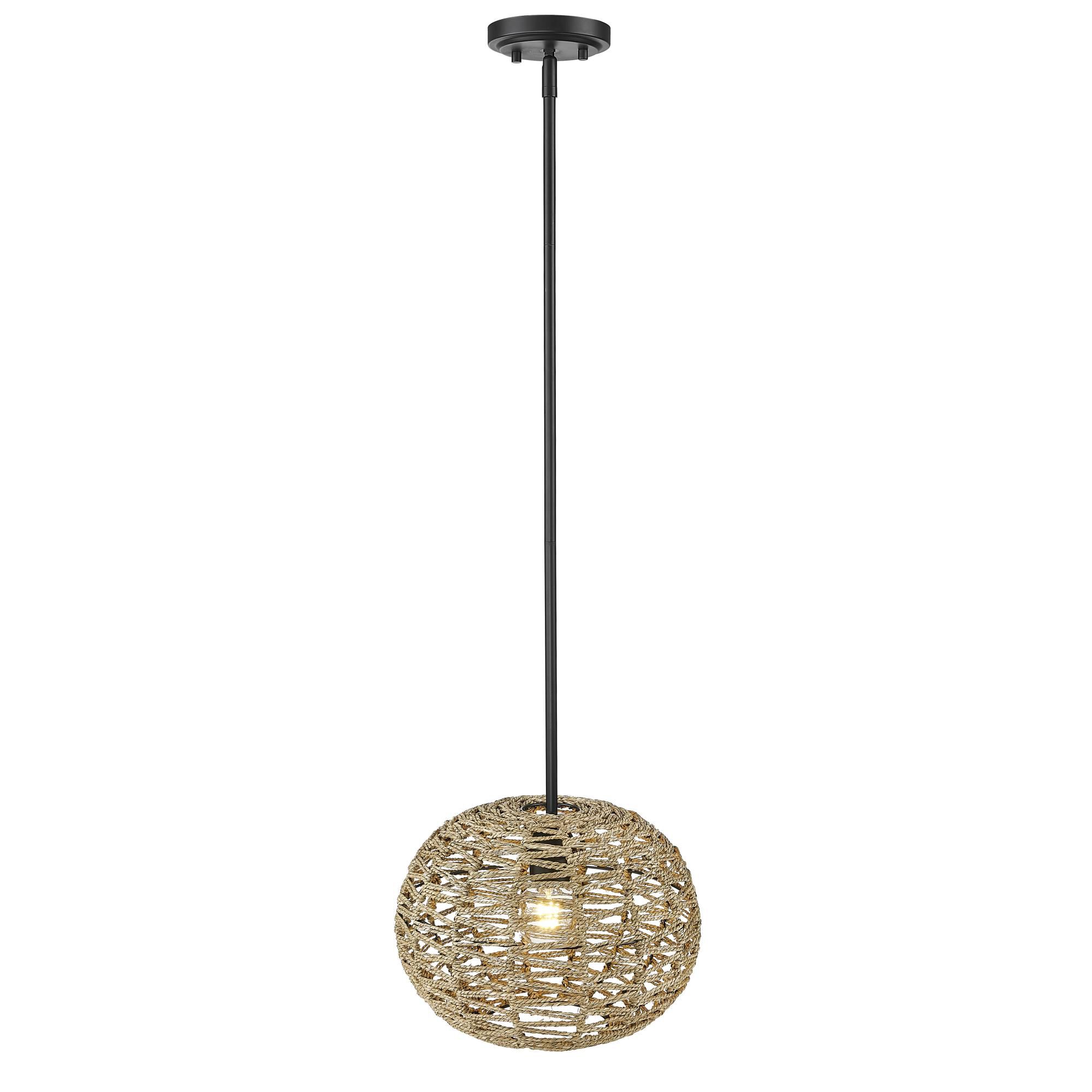 Shown in Black Metal With Natural Seagrass finish and Natural Seagrass shade