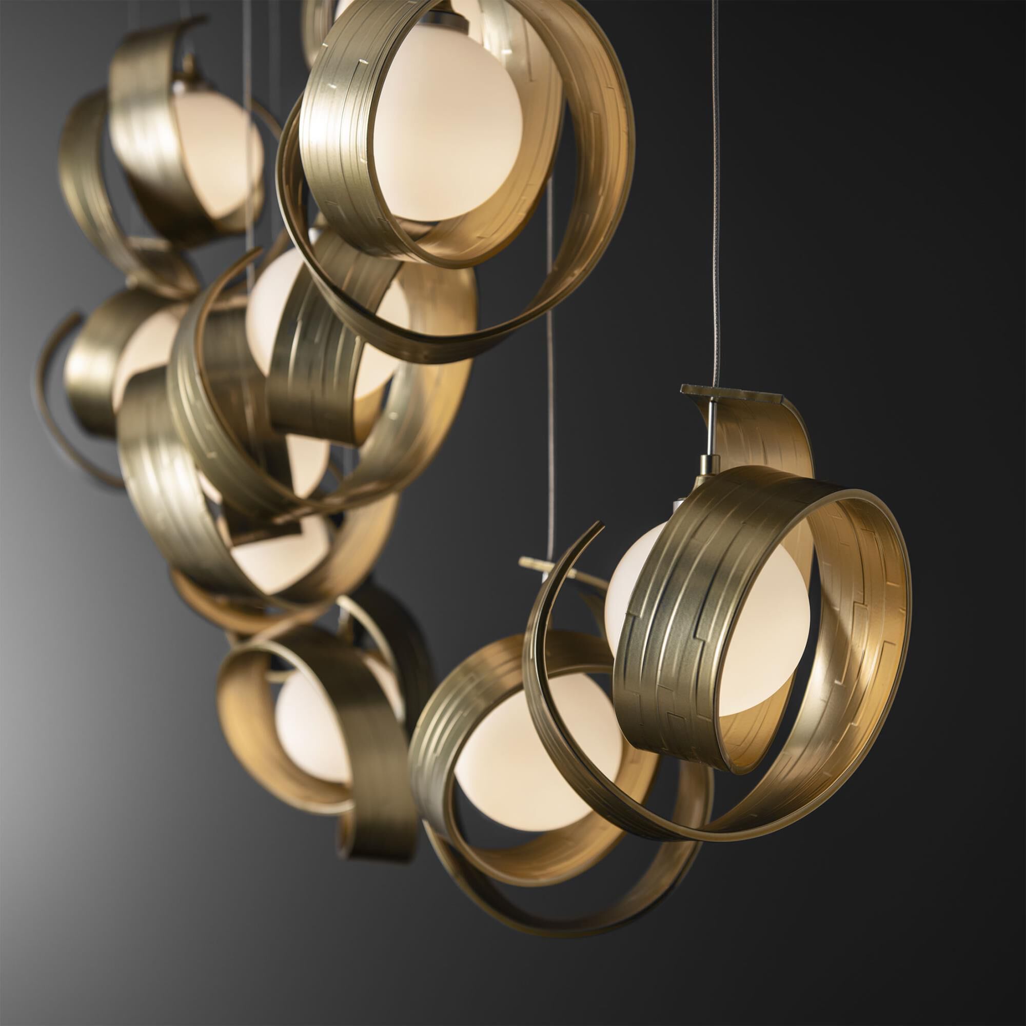 Shown in Modern Brass finish and Opal glass and Opal Glass shade