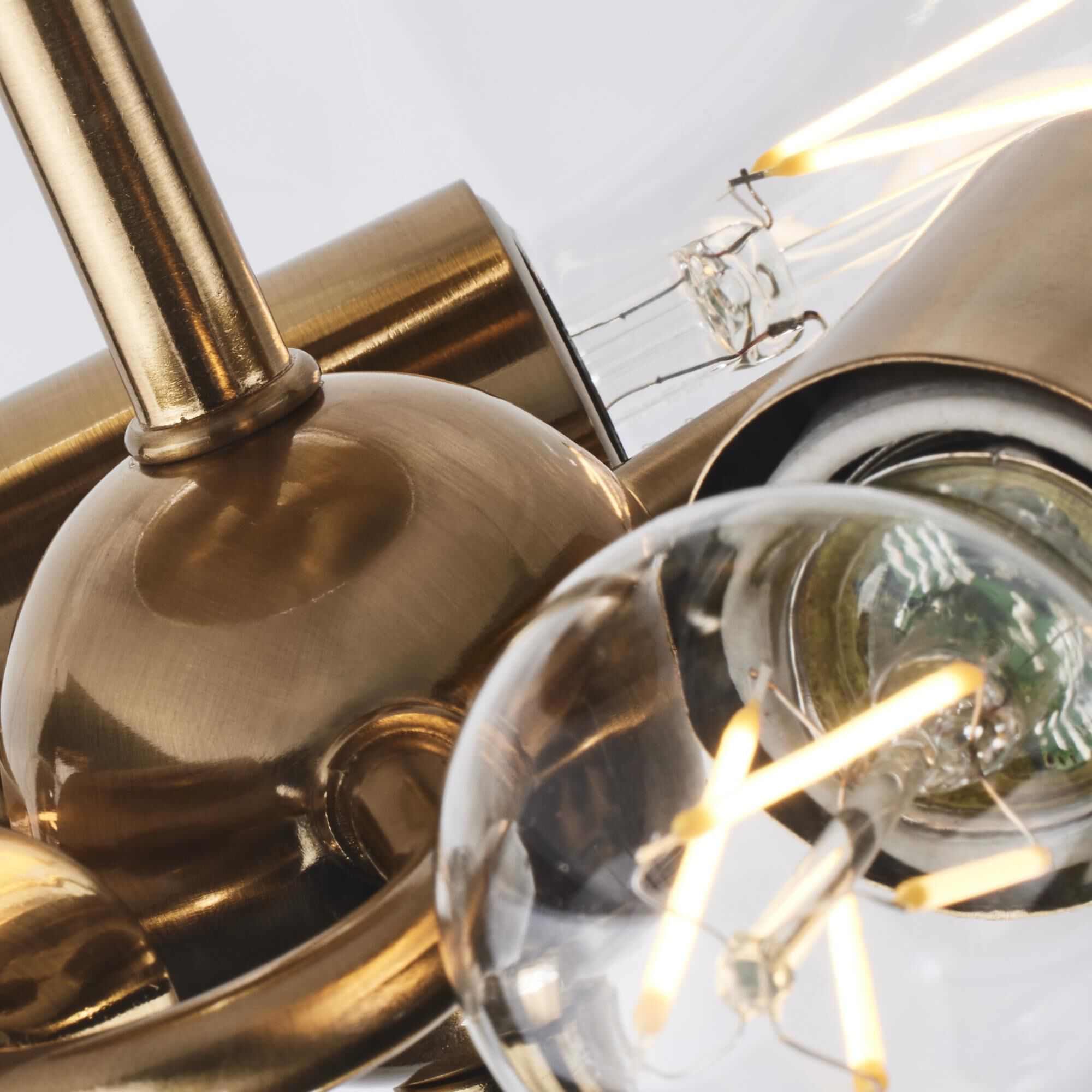 Shown in Vintage Brass finish and Clear glass and No Shade shade