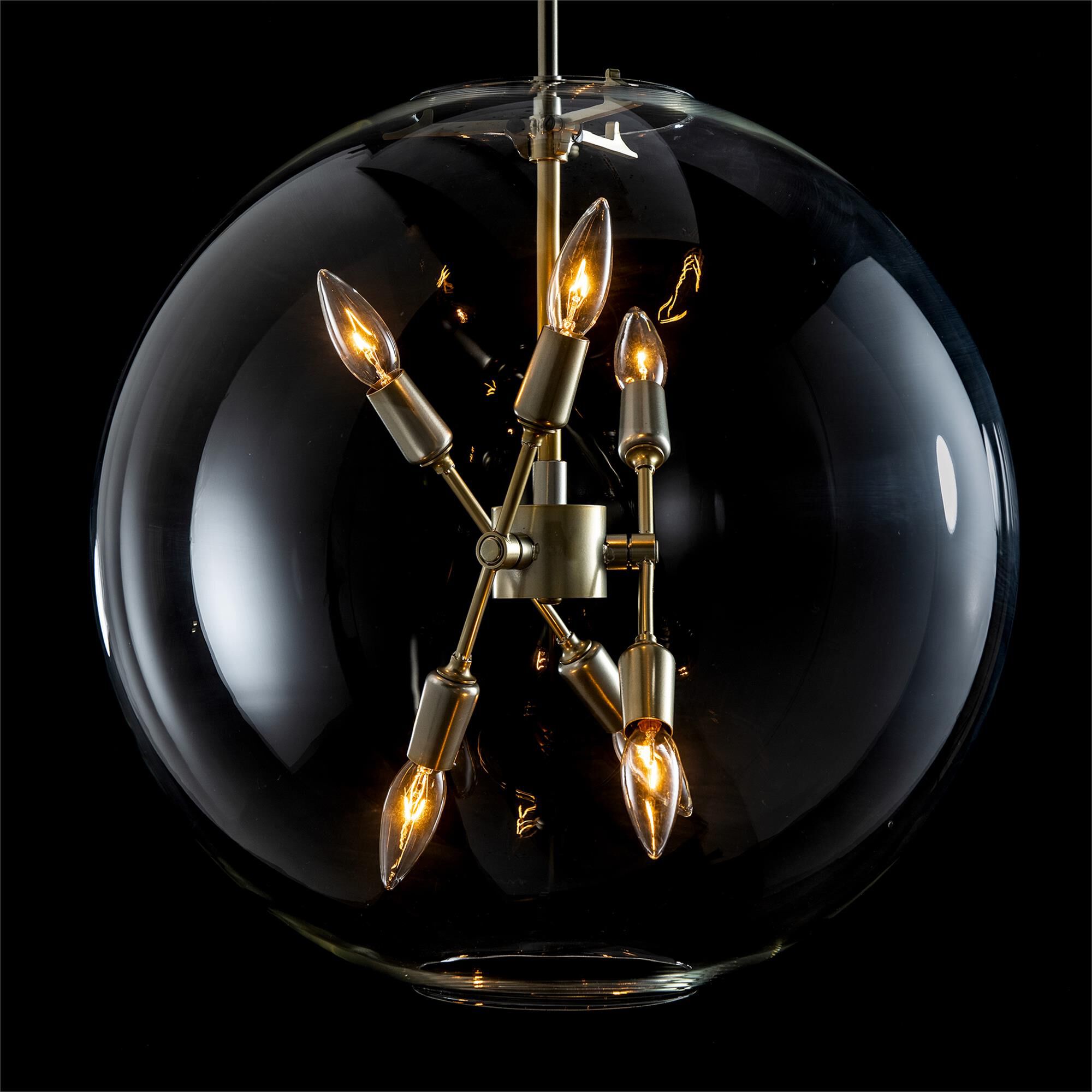 Shown in Modern Brass finish and Clear glass