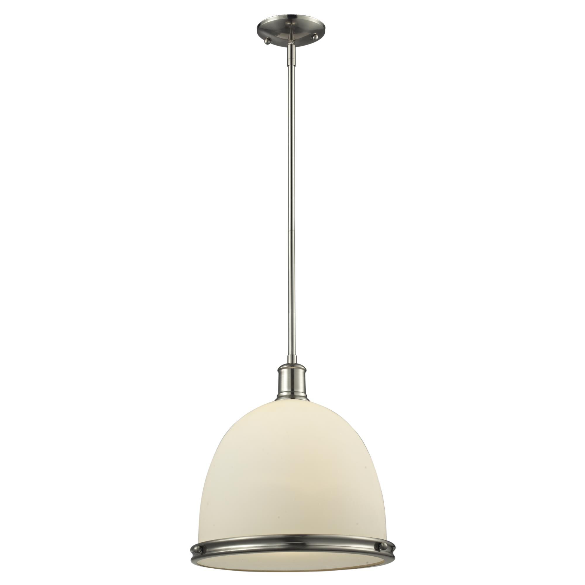 Shown in Brushed Nickel finish and Glass shade
