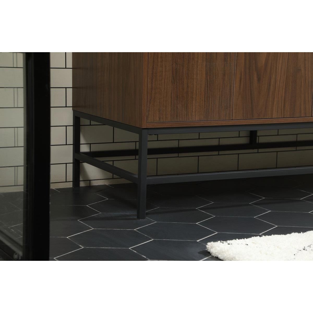 Shown in Walnut finish and Without Backsplash accent