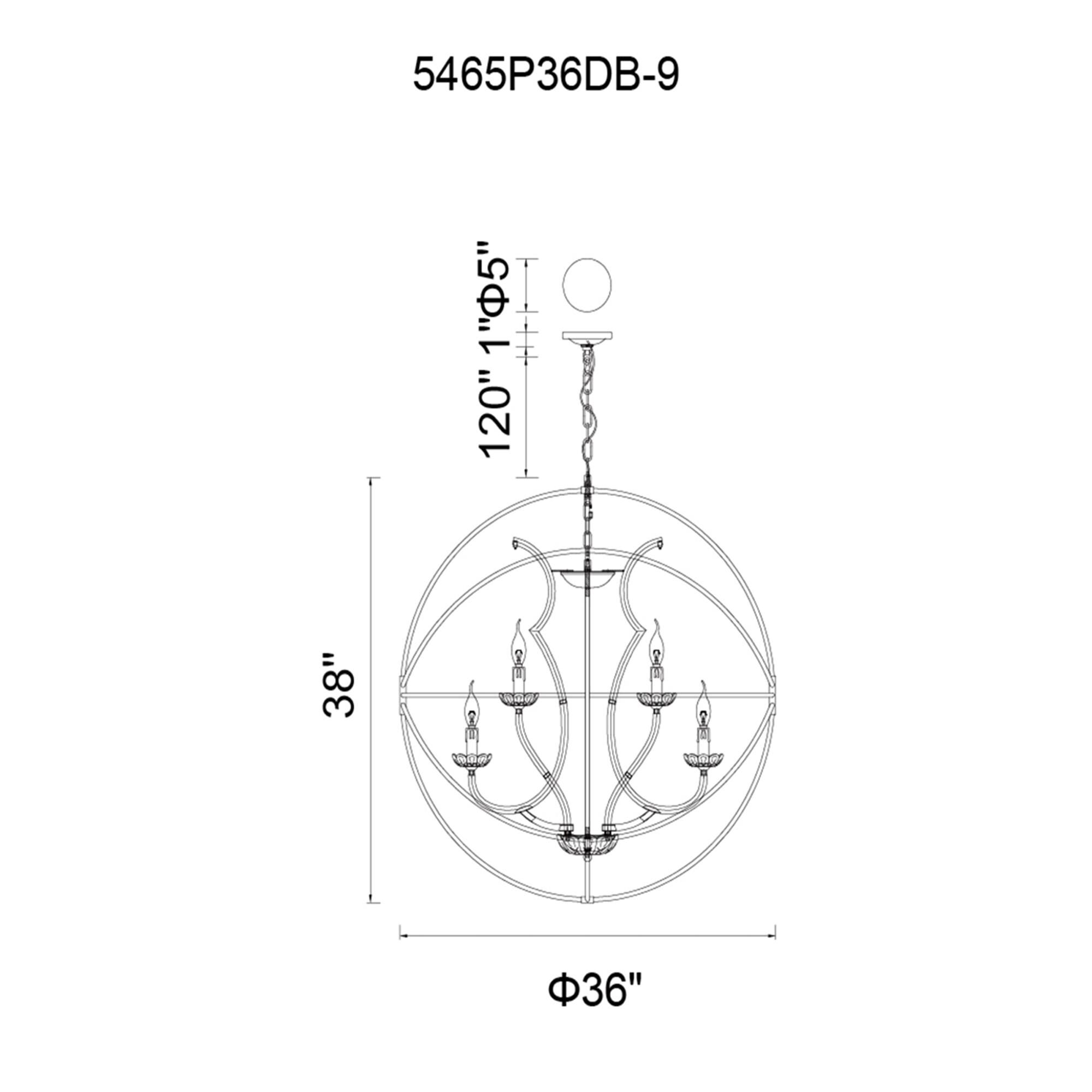 Campechia 36 Inch 9 Light Chandelier by CWI Lighting