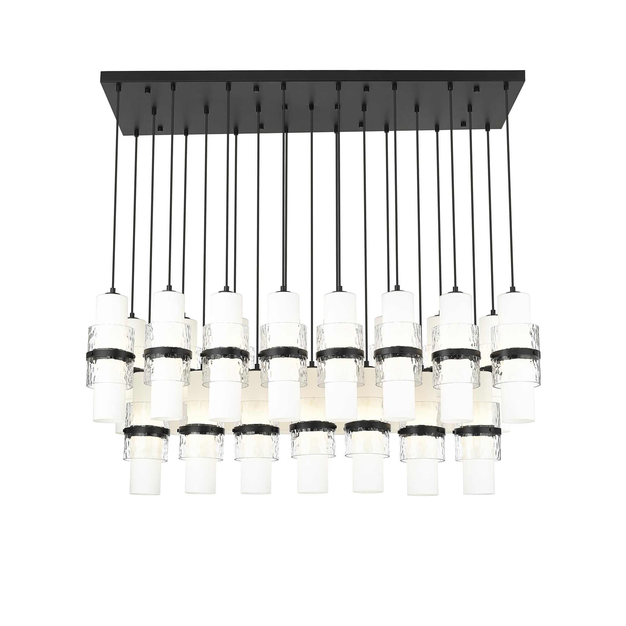 Shown in Matte Black finish and Clear + Etched Opal glass and Clear + Etched Opal shade