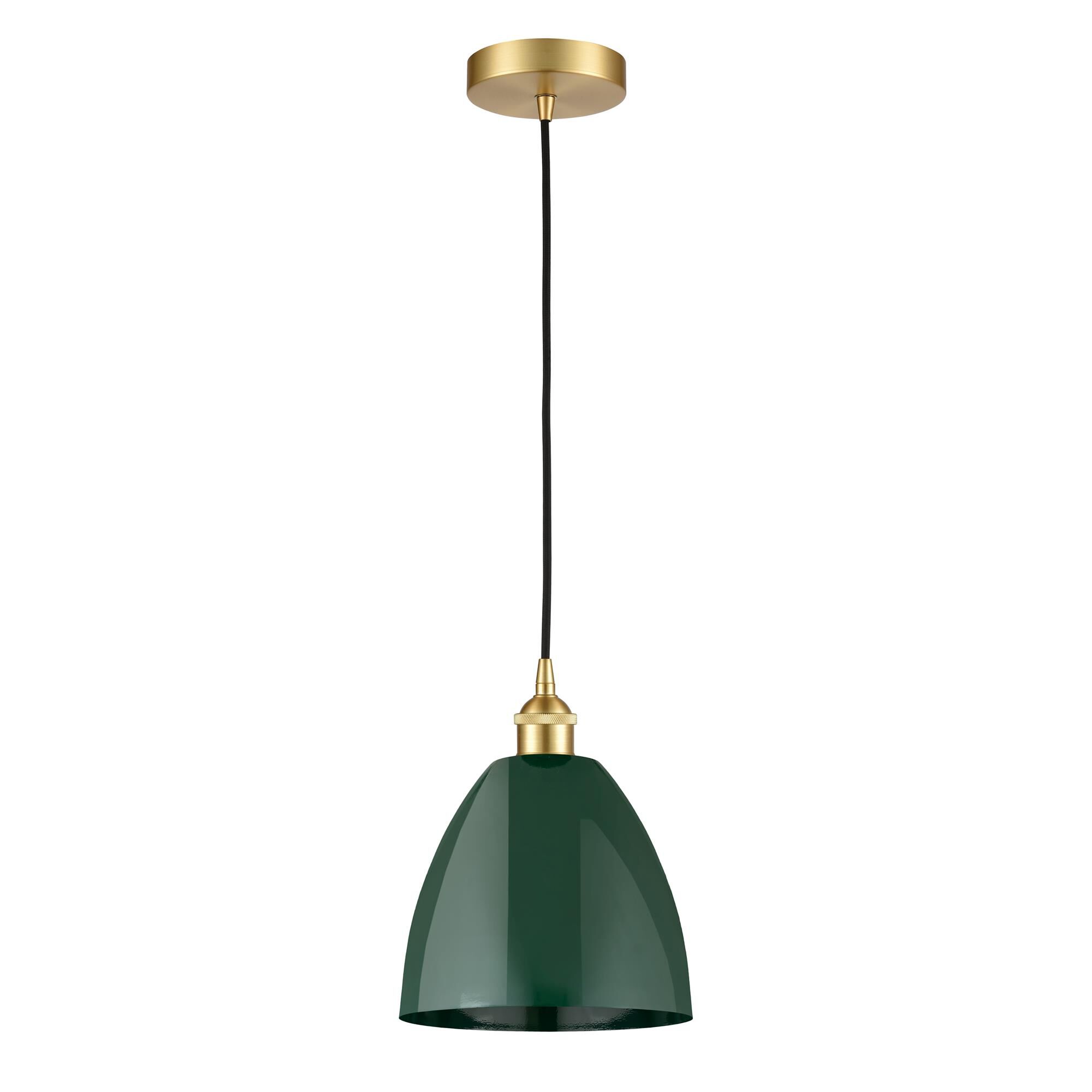 Shown in Satin Gold finish and Green Plymouth Dome shade
