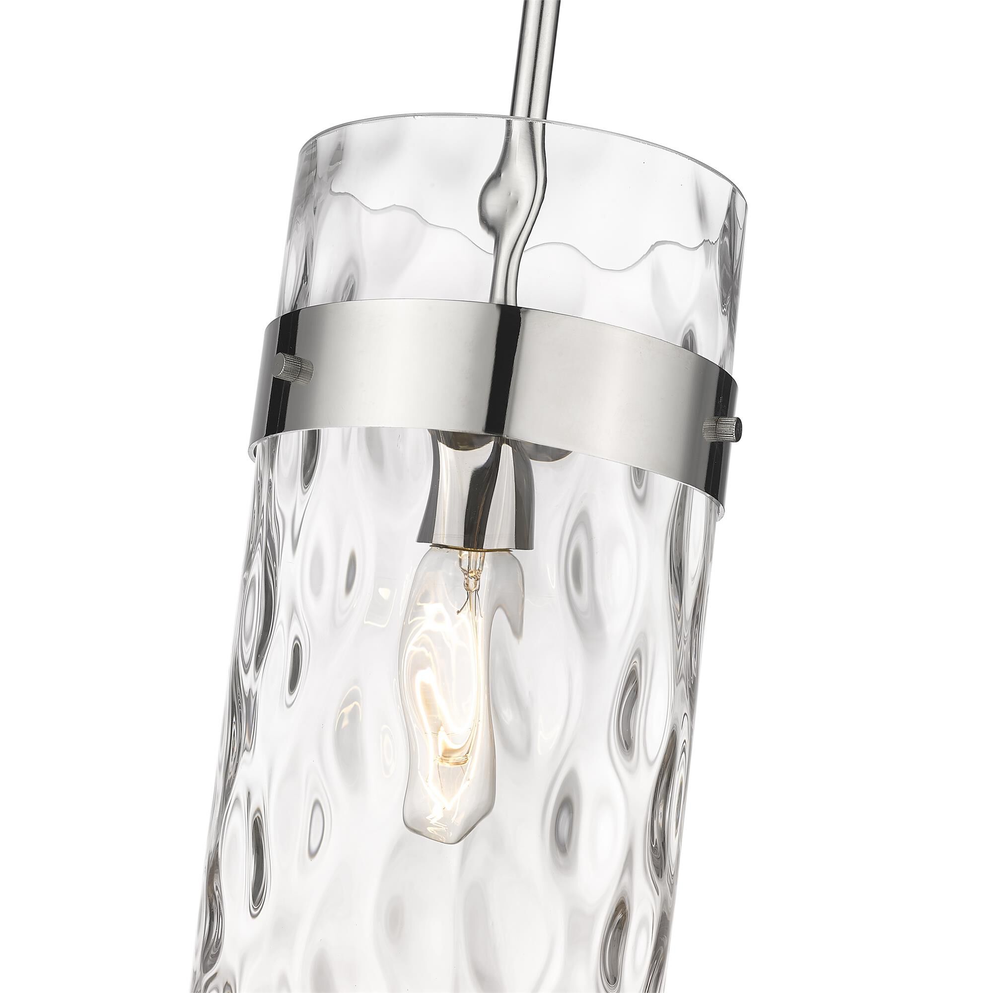 Shown in Polished Nickel finish and Glass shade