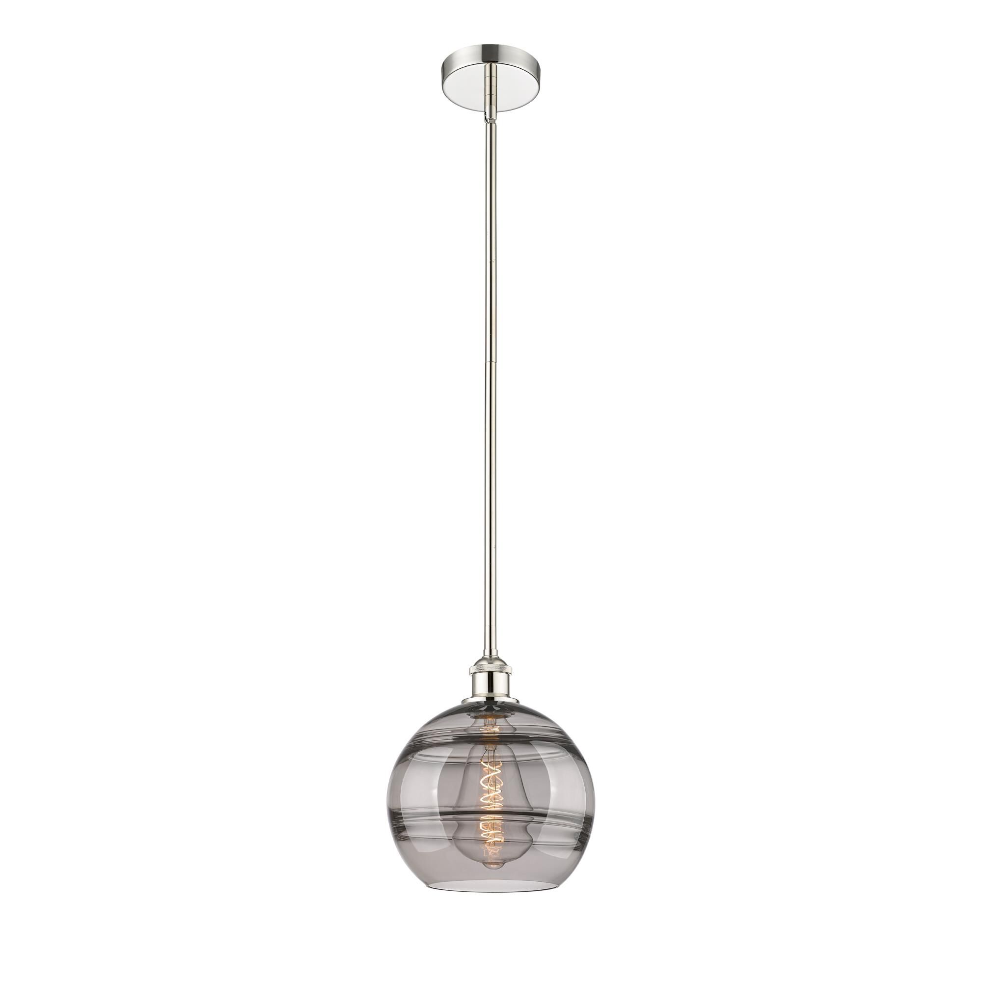 Shown in Polished Nickel finish and Light Smoke glass