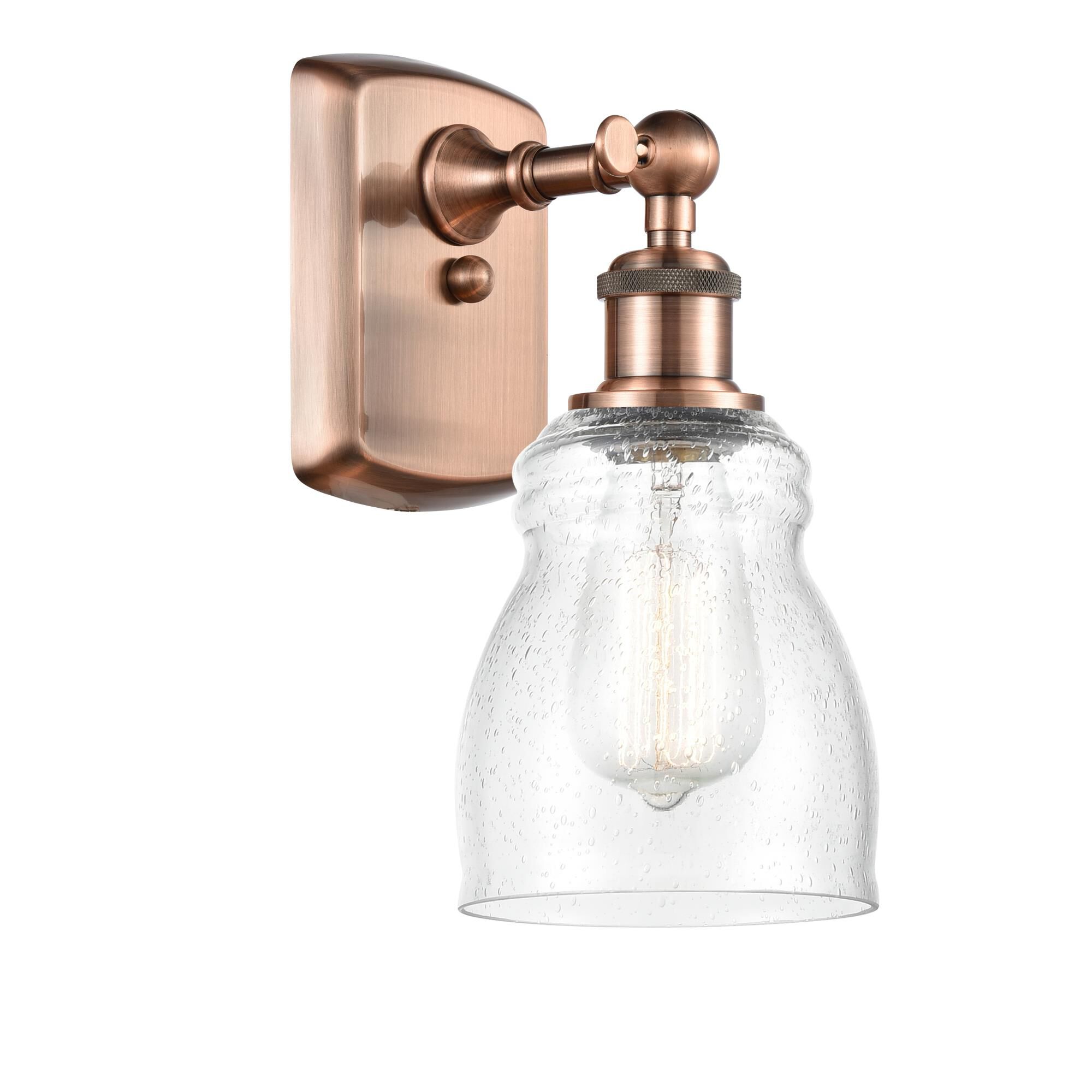 Shown in Antique Copper finish and Bell glass and Glass shade