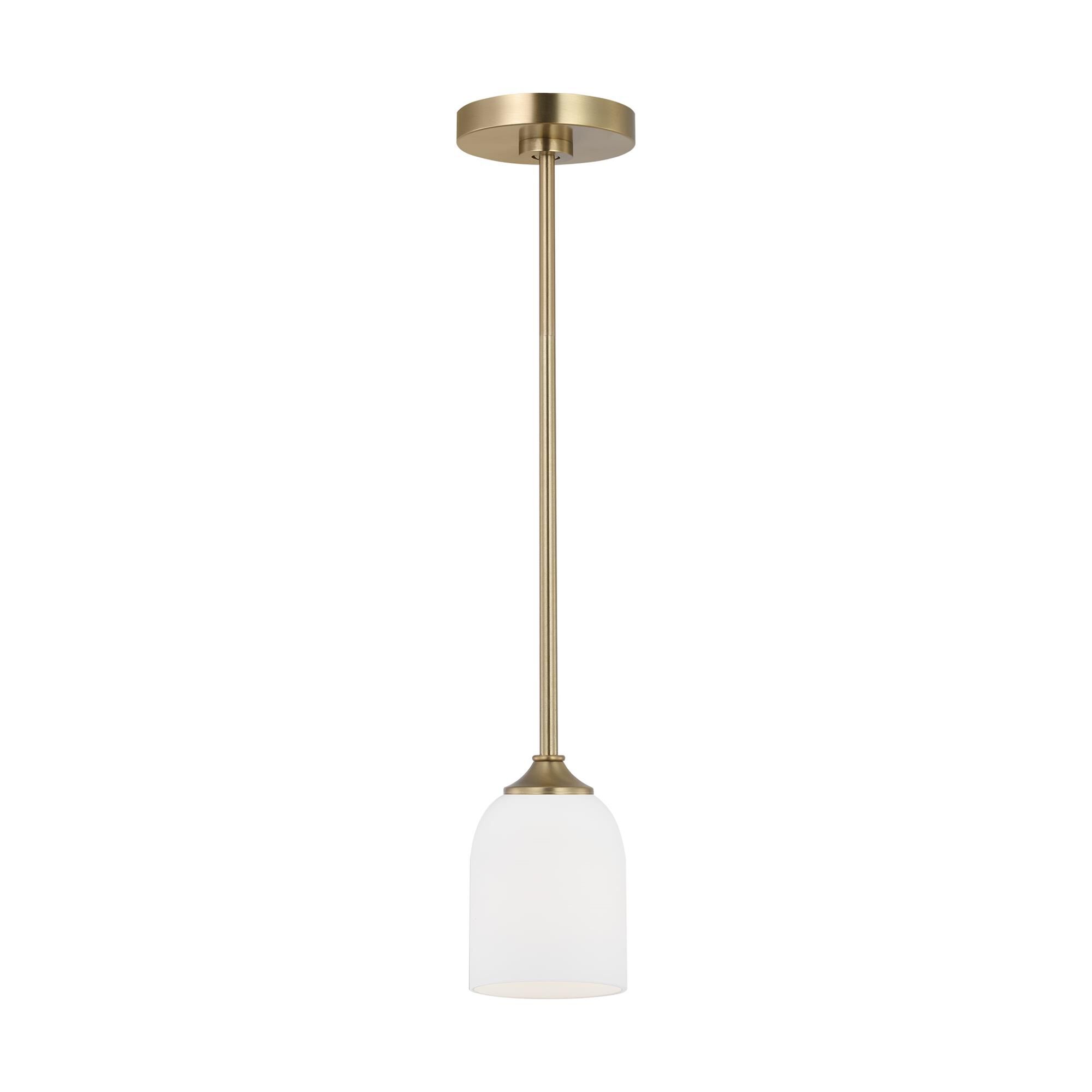 Shown in Satin Bronze finish and Etched / White Inside Glass shade