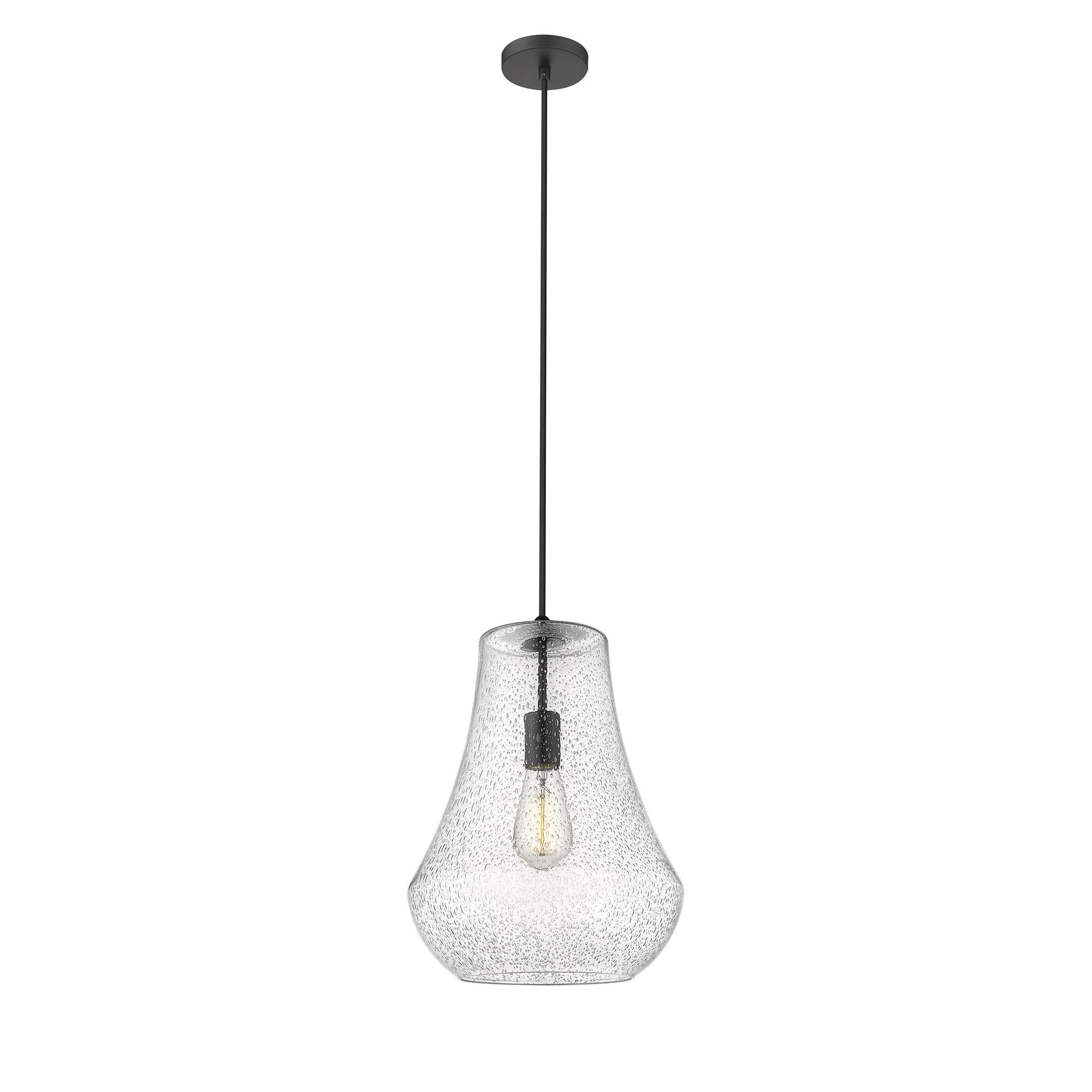 Shown in Matte Black finish and Seedy Fairfield glass