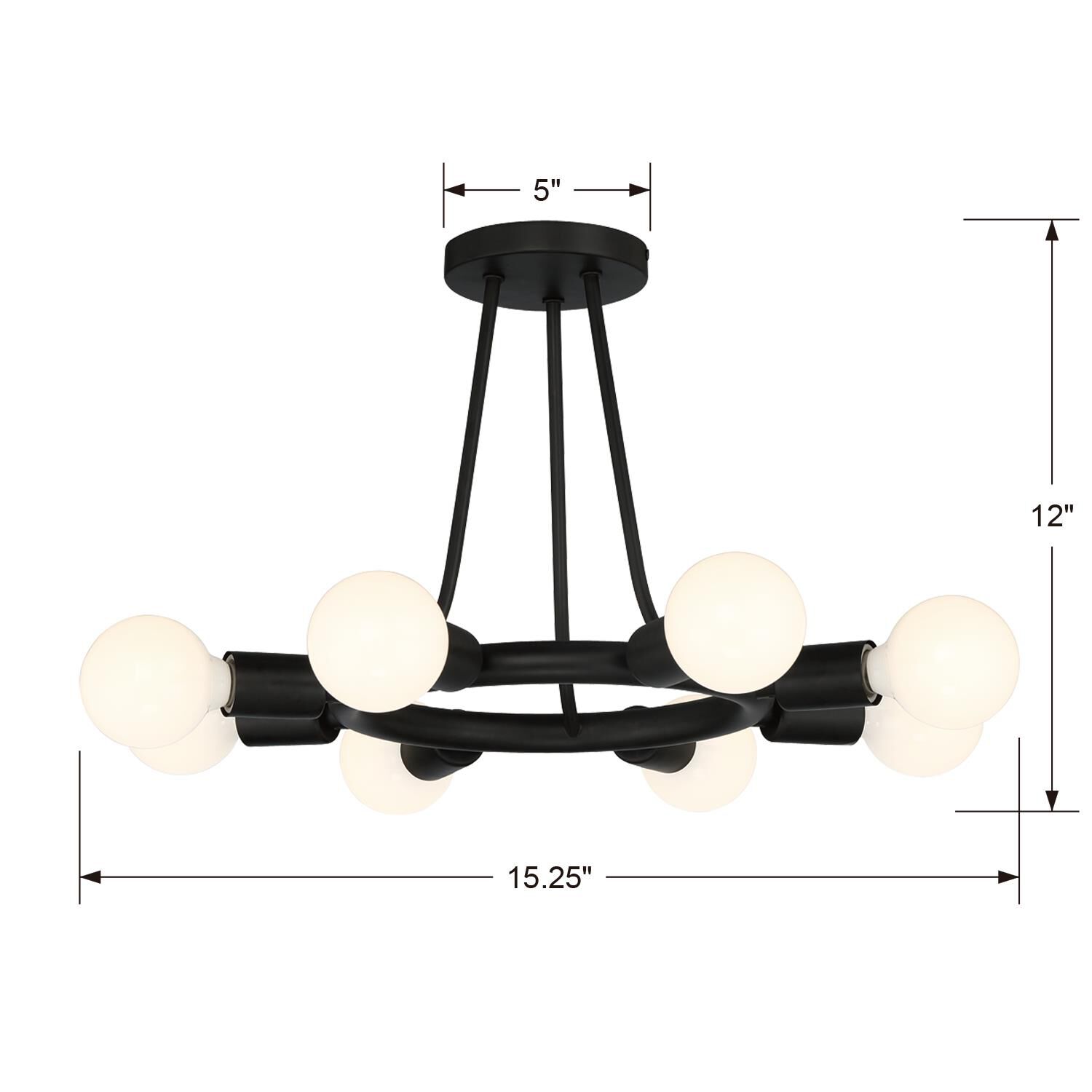 Dakota 15 Inch 8 Light Semi Flush Mount by Crystorama